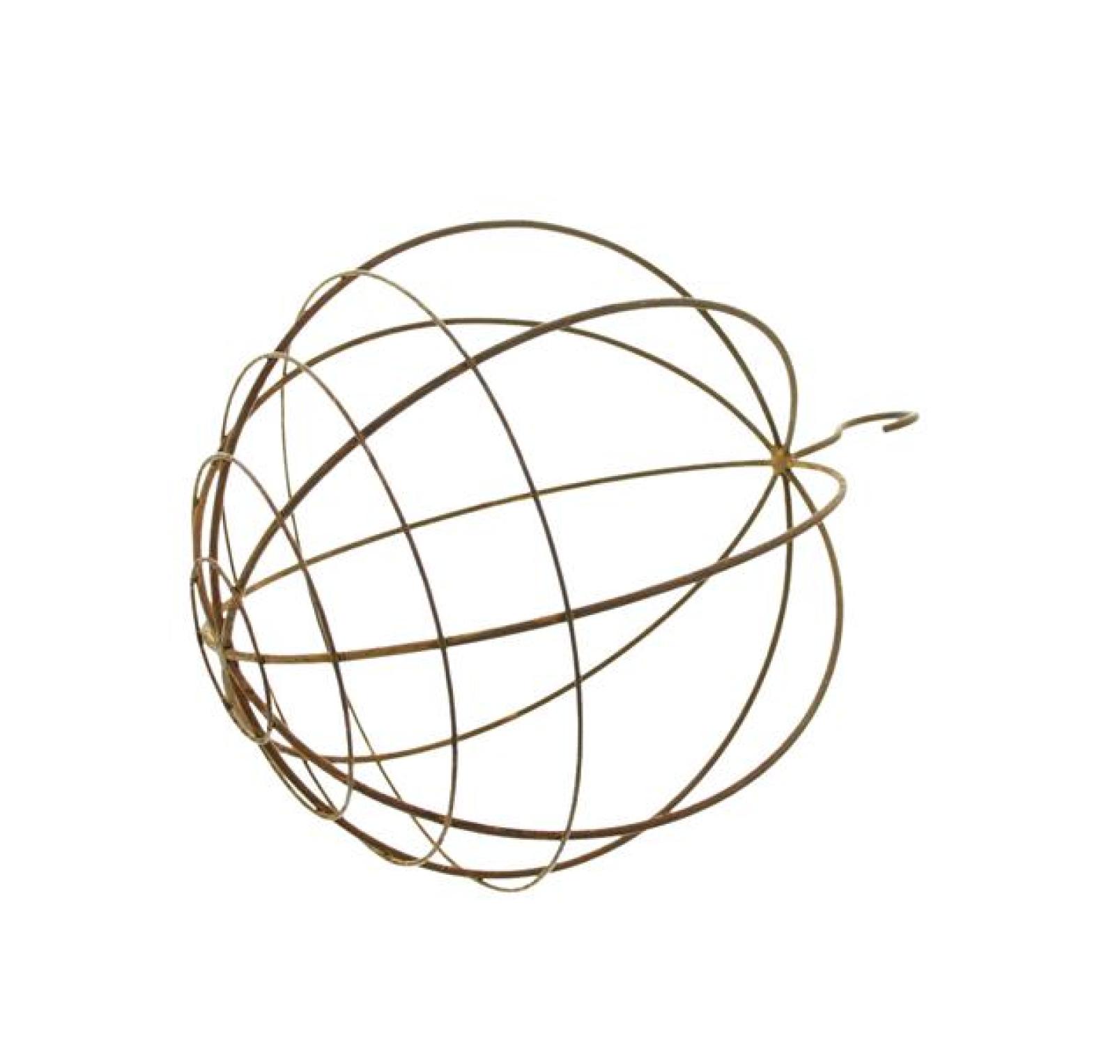 Dekohänger "Kugel" aus Metall mit Rost Finish, Ø 25 cm, Deko-Anhänger mit Haken, Metallkugel hängend, Übertopf, Hängetopf