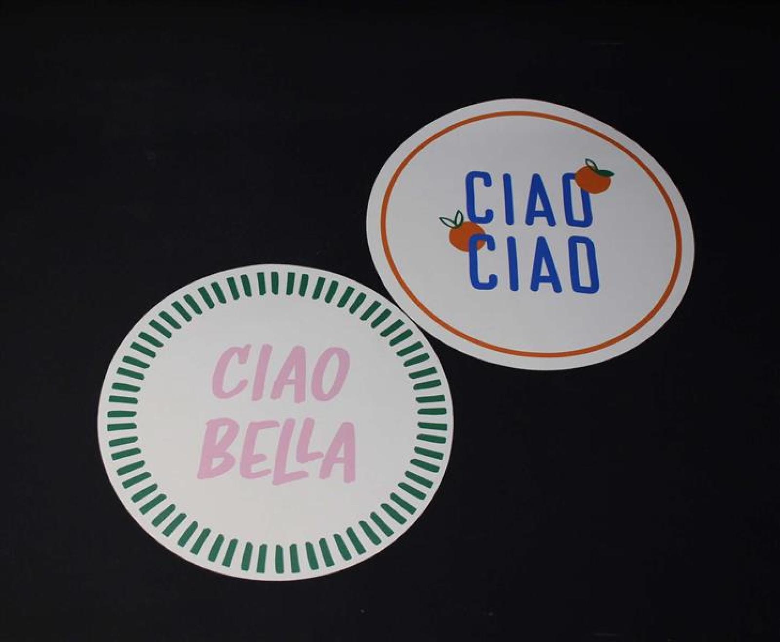 2x Platzmatte "Italien" aus PVC, weiß / bunt, Ø 38 cm, Tischsets rund, Platzsets, Tischuntersetzer, Tischunterlage Esstisch