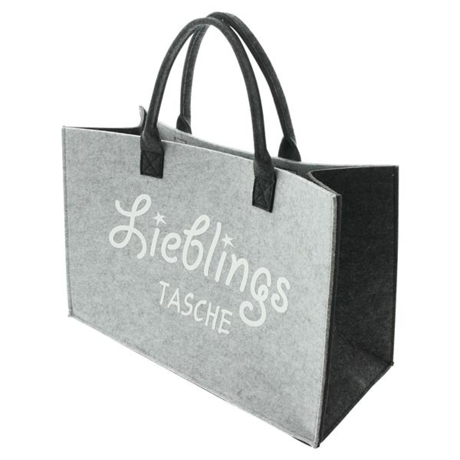 Shopper "Lieblingstasche" aus Filz, grau, recyceltes PET, Einkaufstasche groß, Damen Filztasche, Tragetasche
