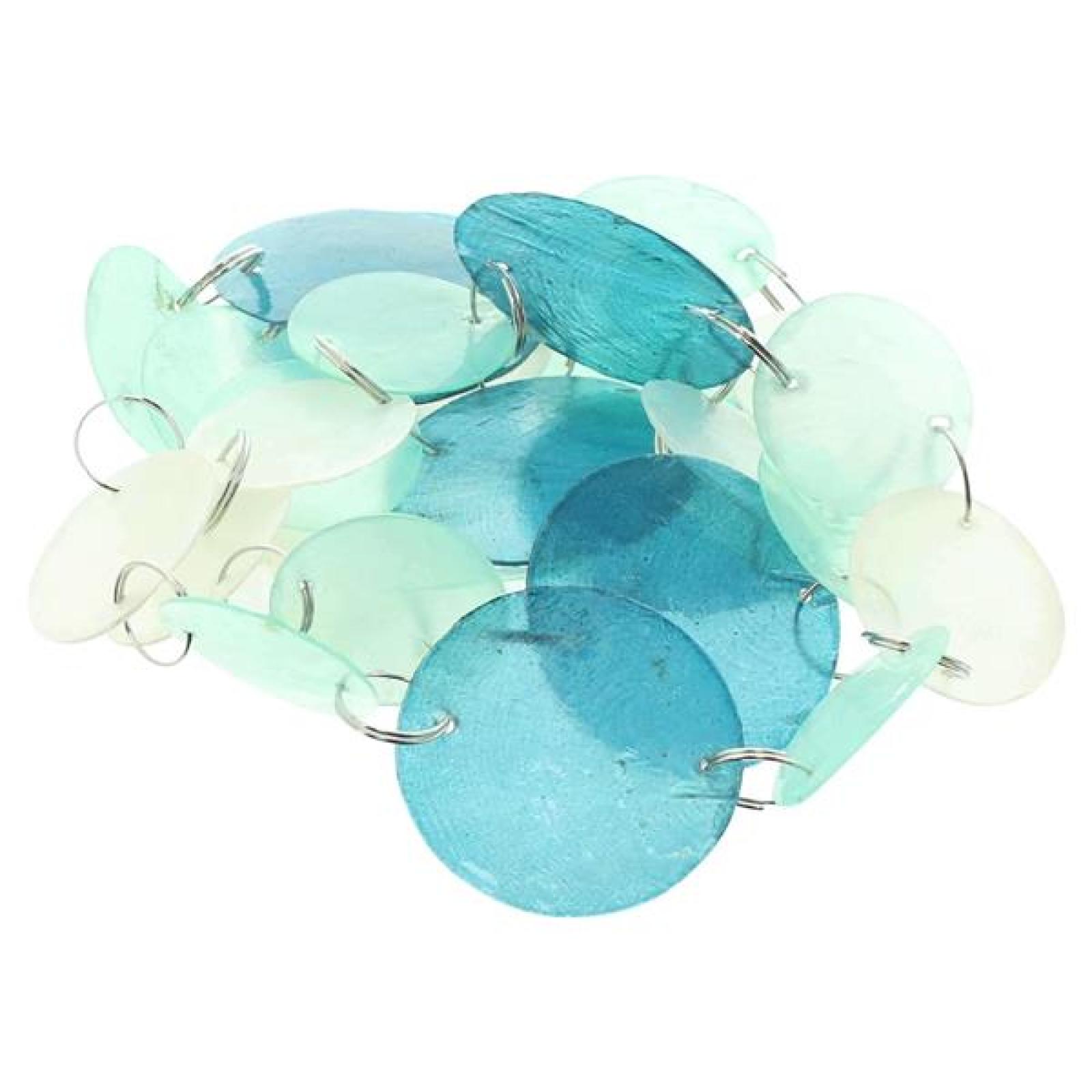 Girlande "Capiz" Muschelgirlande maritim, blau, 110 cm lang, Perlmutt Muschelkette, Hängedeko, Wanddeko, Fensterdeko