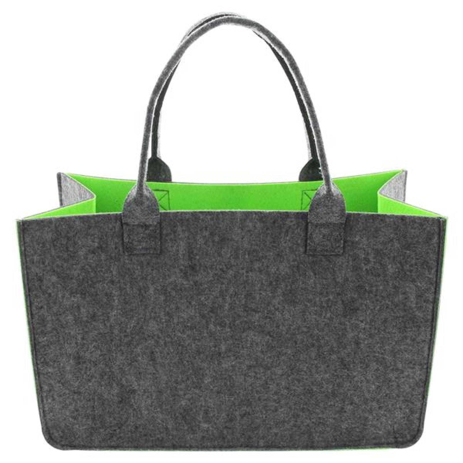Shopper "Two-Tone" aus Filz, grau / grün, recyceltes PET, Einkaufstasche, Damen Filztasche, Tragetasche