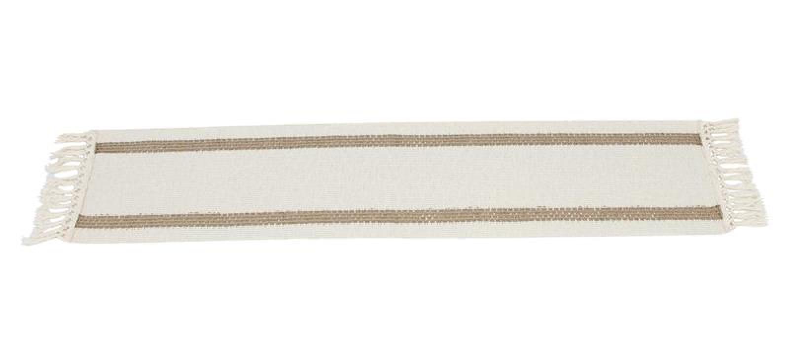 Tischläufer "Boho" beige, 30x140 cm, Tischband mit Fransen, Mitteldecke