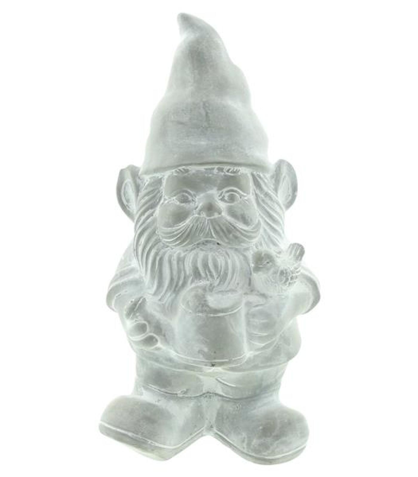 Gartenwichtel "Wikinger" aus Zement, weiß, 26 cm hoch, Gartenzwerg, Gnom, Wichtel Garten, Outdoor Dekofigur