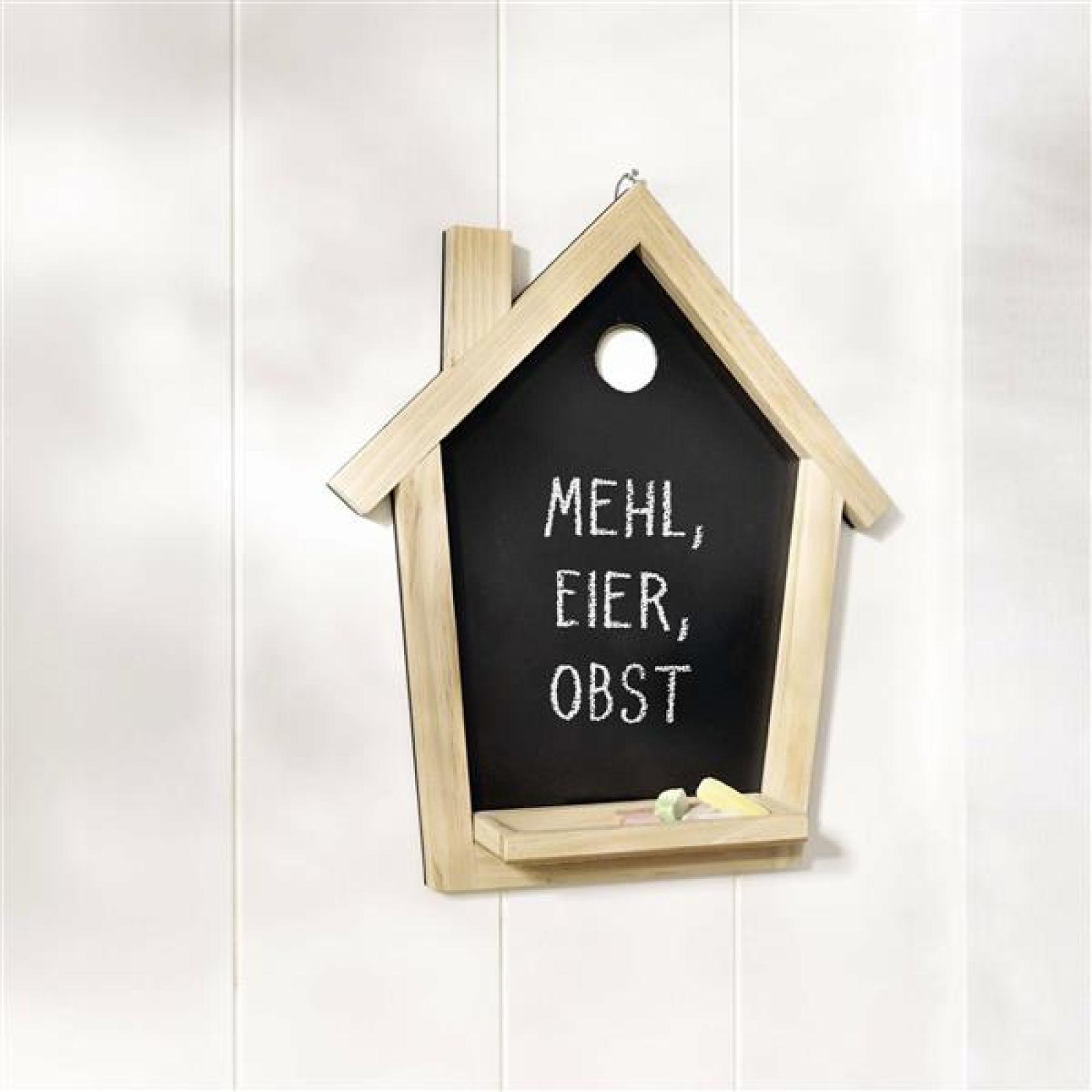 Tafel "Haus" mit Holzrahmen, 35x40 cm, Kreidetafel klein zum Aufhängen, Maltafel, Blackboard