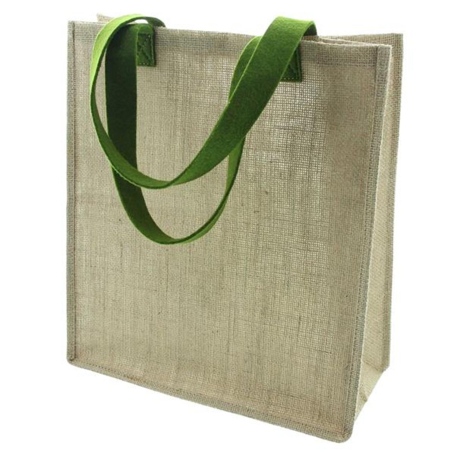 Tasche "Green Nature" aus Jute, Jutetasche natur, Einkaufstasche mit 2 Henkeln, Shopper, Jutebeutel, Stofftasche, Tote Bag