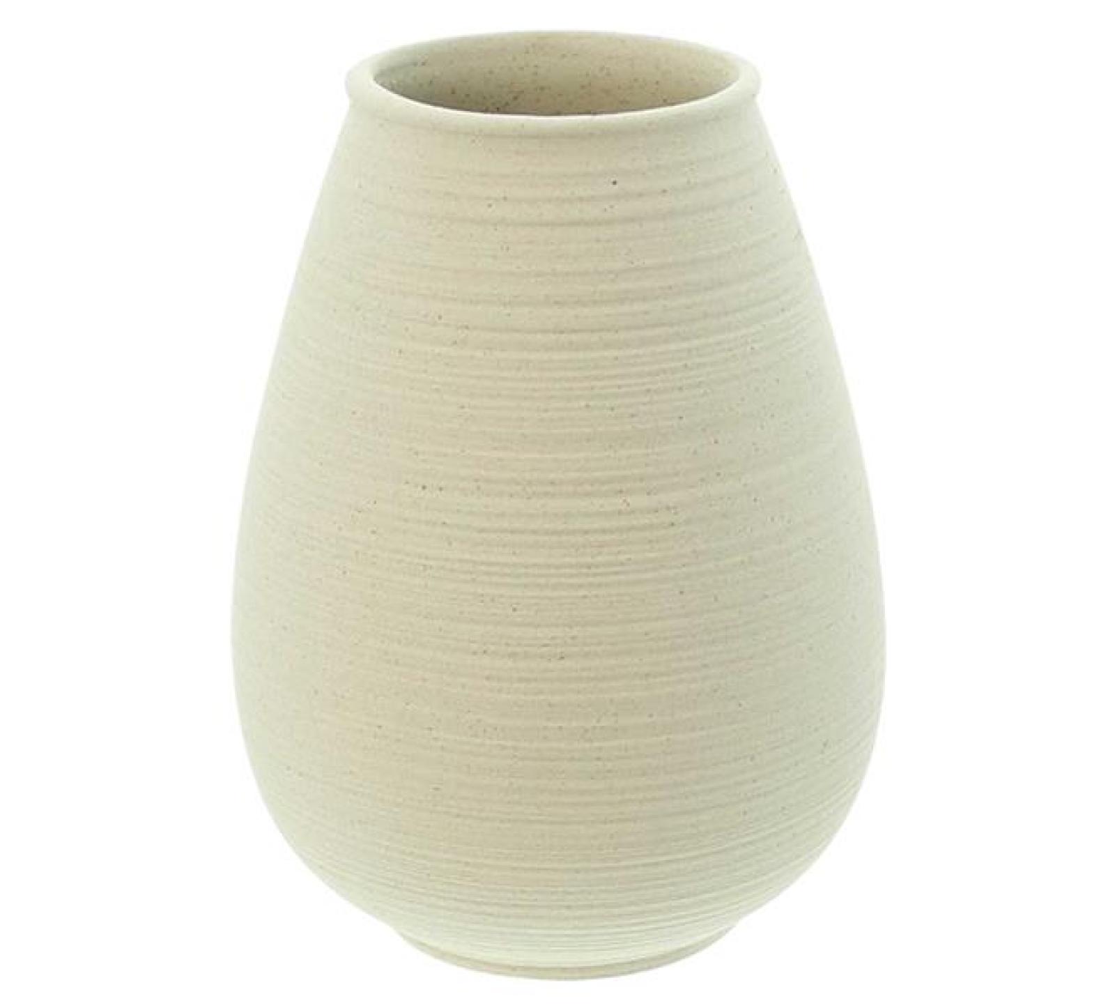 Dekovase "Ecru" aus Porzellan, beige matt, Blumenvase mit Rillenstruktur, Tischvase, dekorative Vase für Wohnzimmer, Küche, Büro