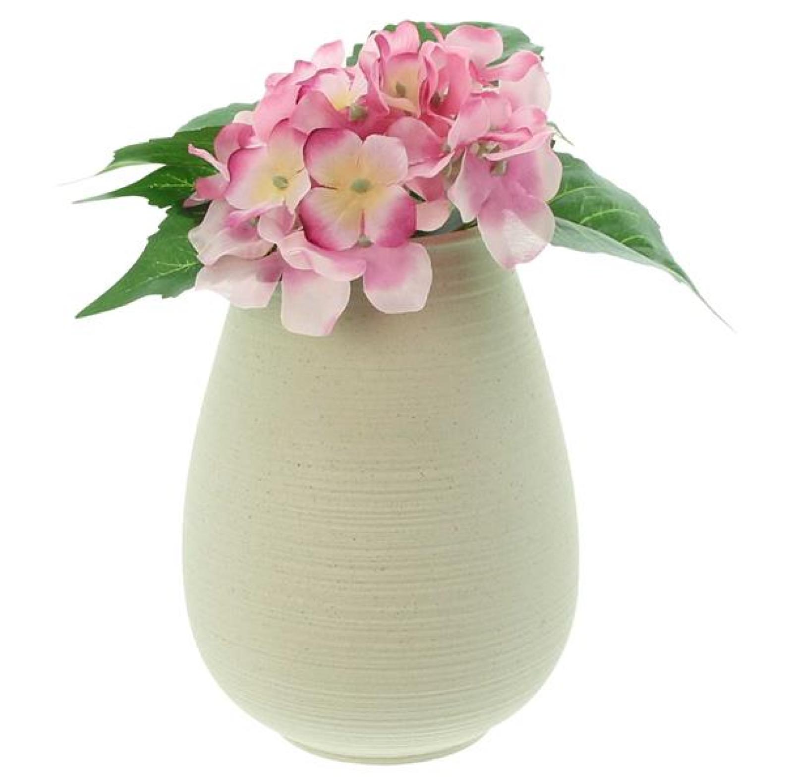 Dekovase "Ecru" aus Porzellan, beige matt, Blumenvase mit Rillenstruktur, Tischvase, dekorative Vase für Wohnzimmer, Küche, Büro