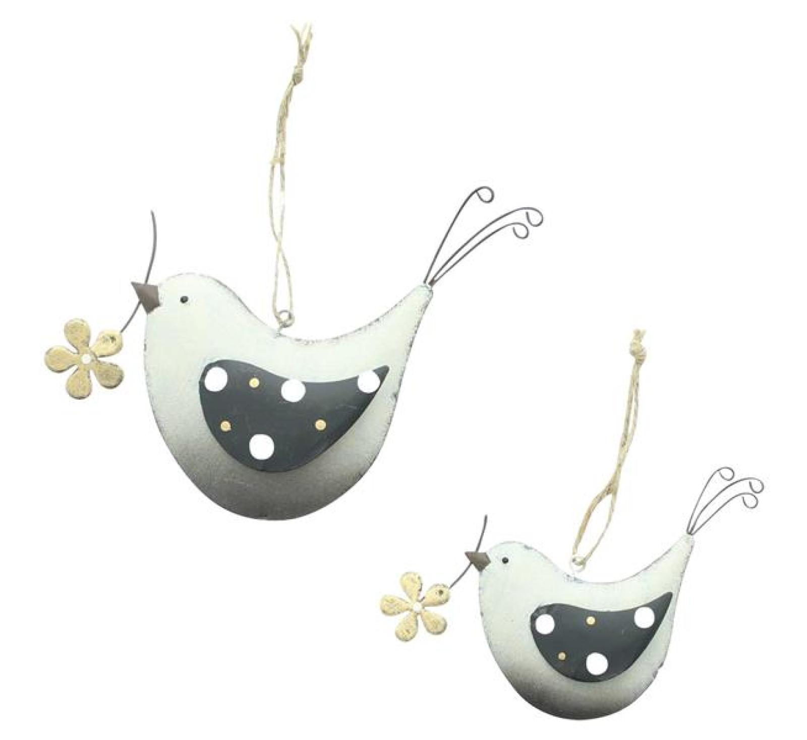 2x Dekohänger "Vogel" aus Metall, Frühlingsdeko zum Aufhängen für Zweige, Äste & Fenster, Hängedeko Frühling, Vögel hängend