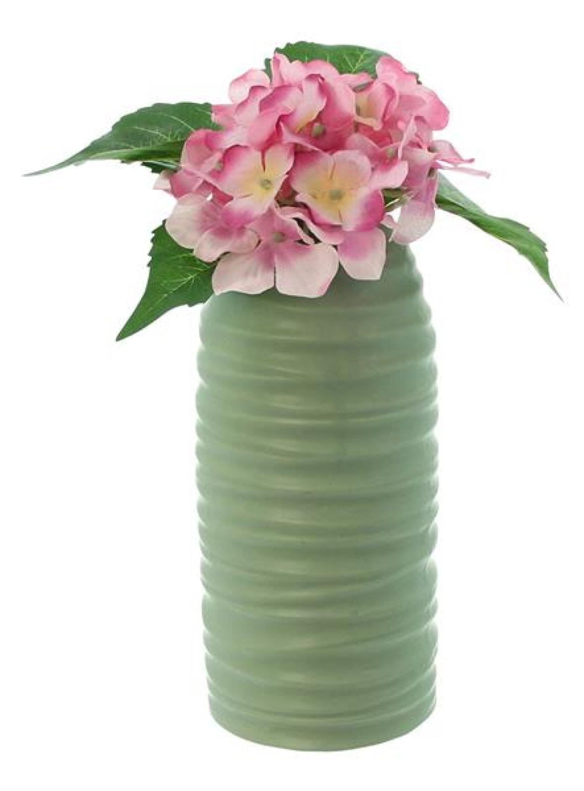 Dekovase "Salbeigrün" aus Porzellan in grün, 21 cm hoch, Blumenvase modern, Tulpenvase, Deko Vase