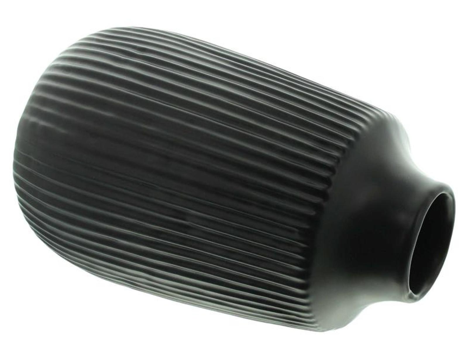 Dekovase "Black" aus Porzellan in matt schwarz mit Rillenstruktur, Blumenvase, Deko Vase