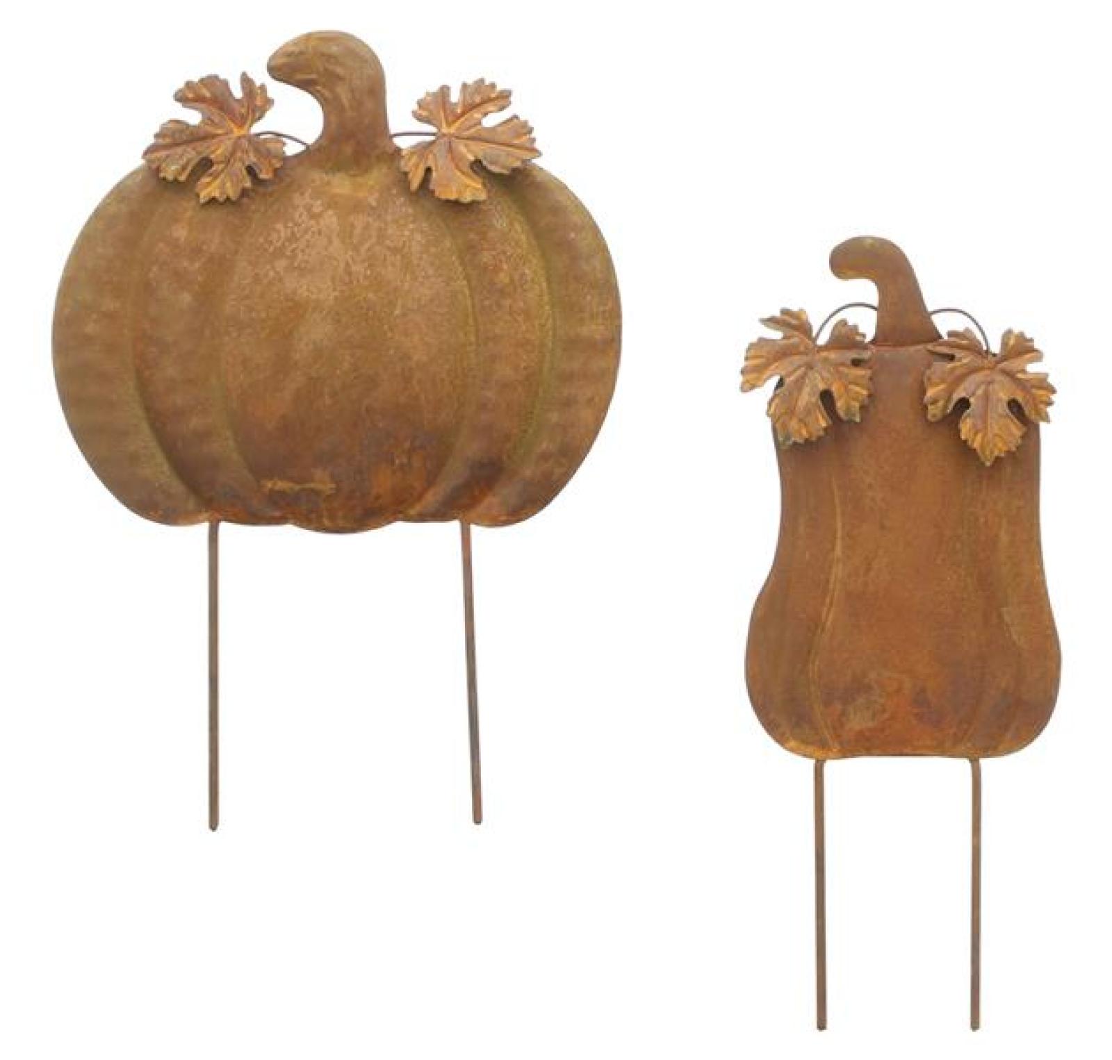 2x Gartenstecker "Kürbis" aus Metall mit Echt Rost, Roststecker, Dekostecker, Herbstdeko, Outdoor Halloween Deko, Gartendeko für Draußen