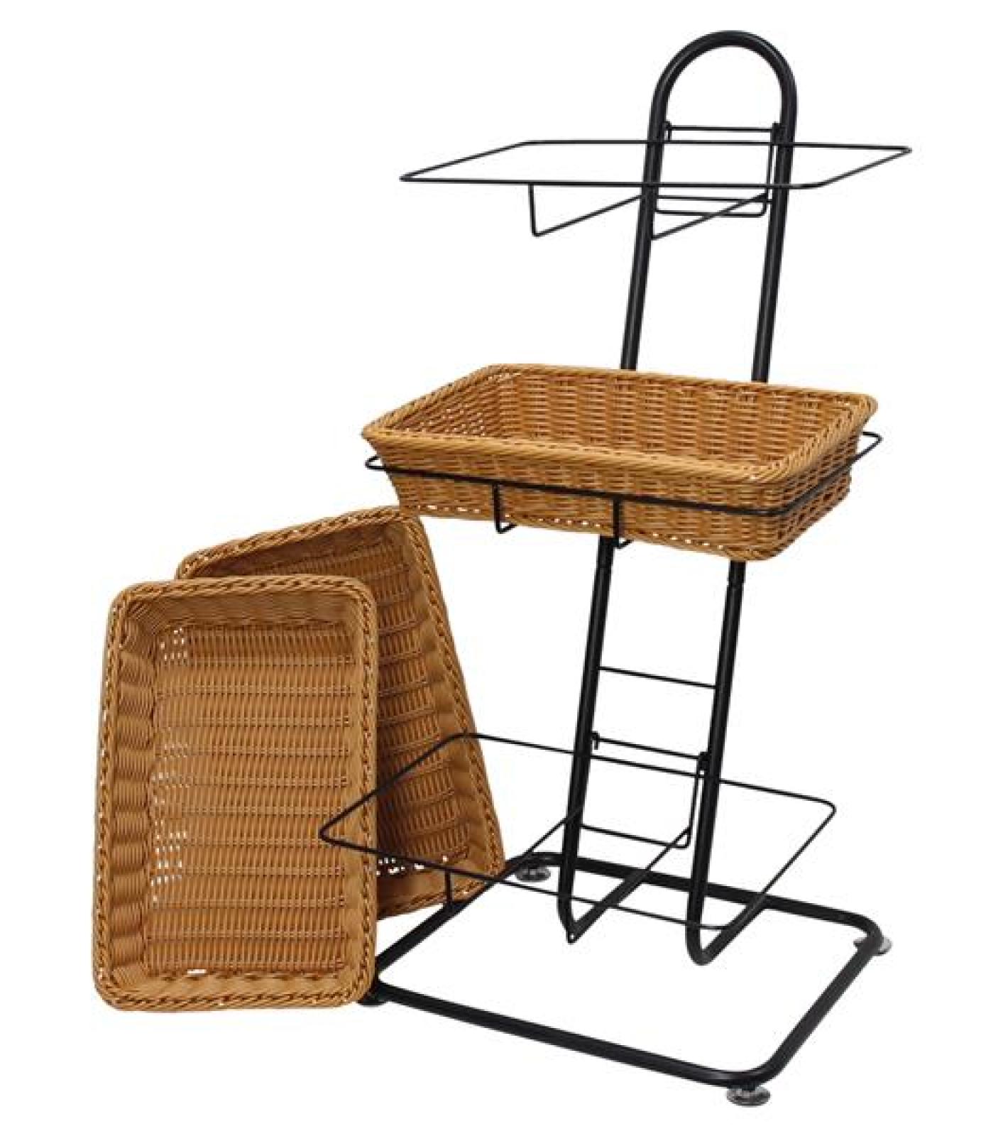 Metall Korbständer inkl. 3 Körbe aus Polyrattan, Verkaufsständer, Korb Etagere, Obstkorb, Gemüsekorb, Ordnungsregal