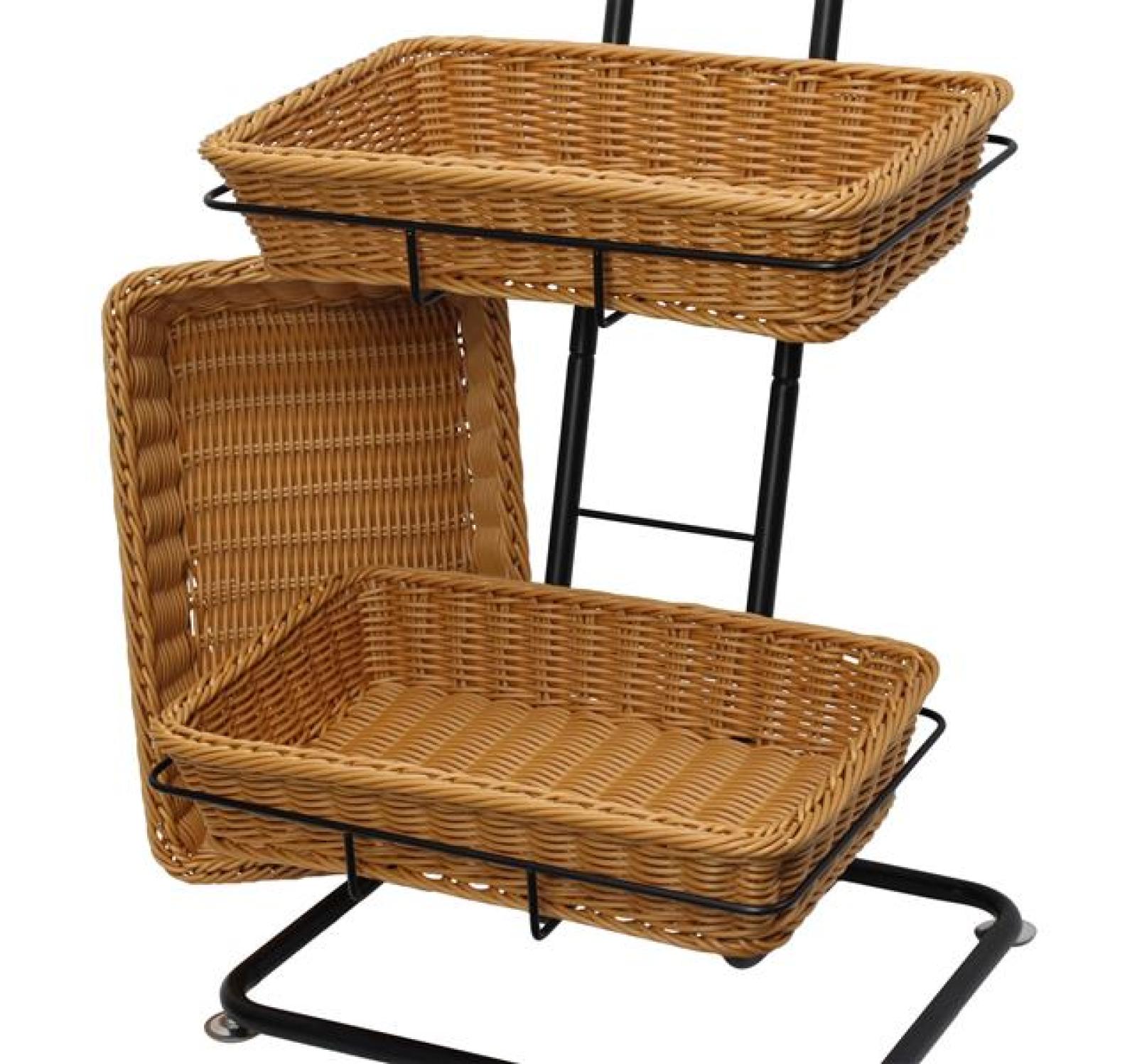 Metall Korbständer inkl. 3 Körbe aus Polyrattan, Verkaufsständer, Korb Etagere, Obstkorb, Gemüsekorb, Ordnungsregal