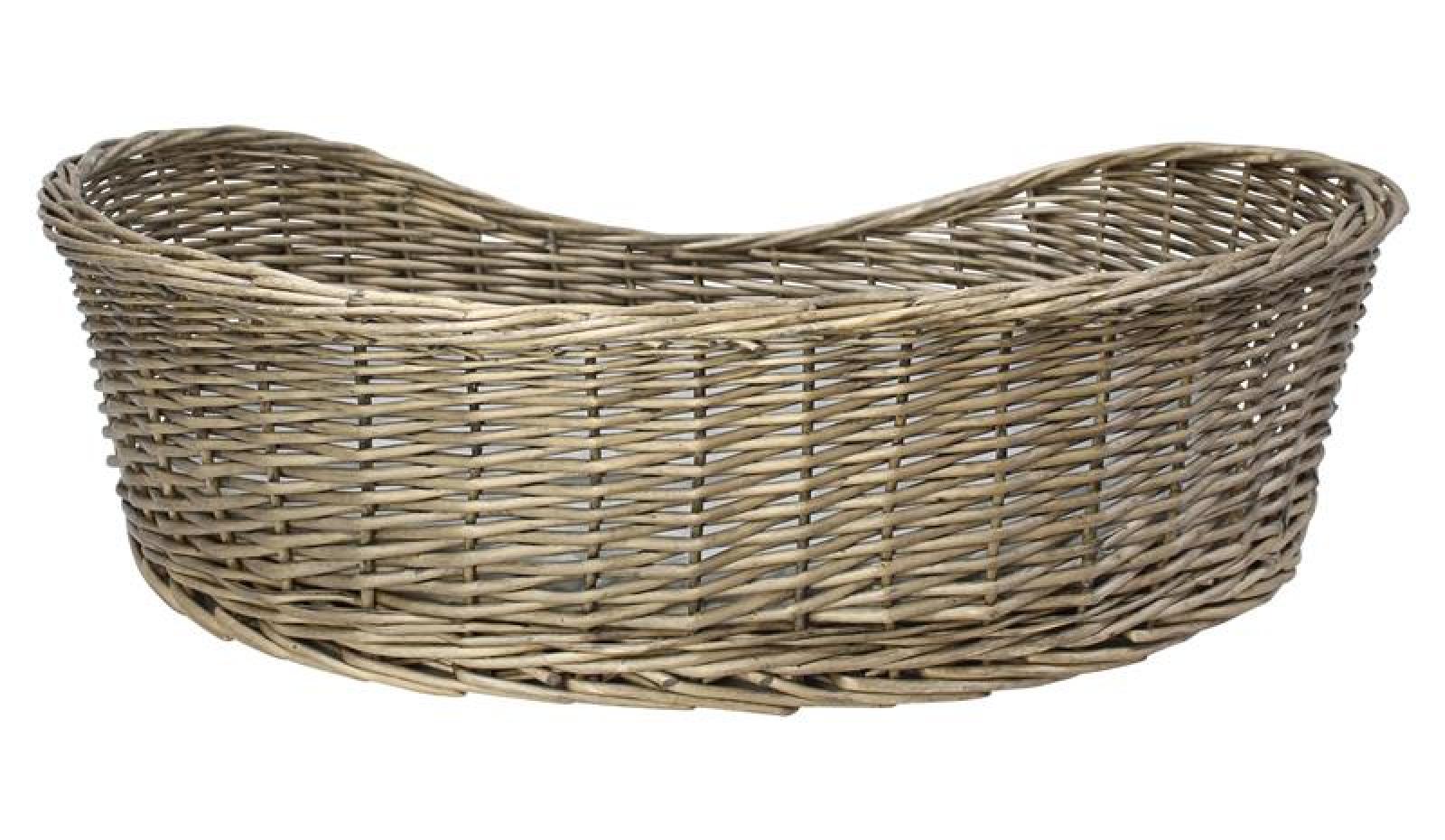 Hundekorb "Koboo Grey" aus Weide, Gr. XL 90x70 cm, Hundebett für mittelgroße Hunde, Tierbett mit Kissen, Weidenkorb