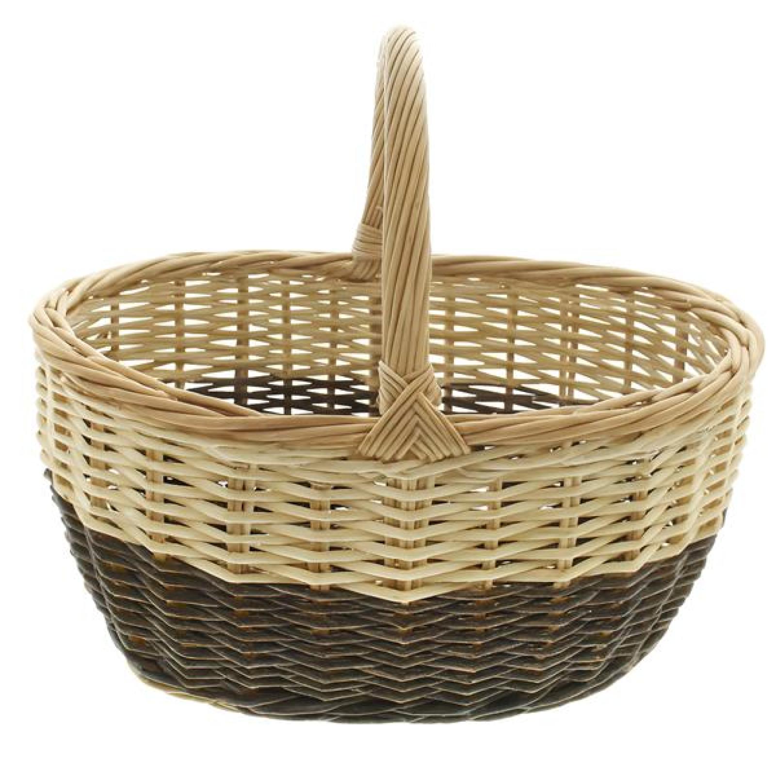 Einkaufskorb "Bicolor" aus Weide, groß, Weidenkorb mit Henkel, Flechtkorb, Picknickkorb