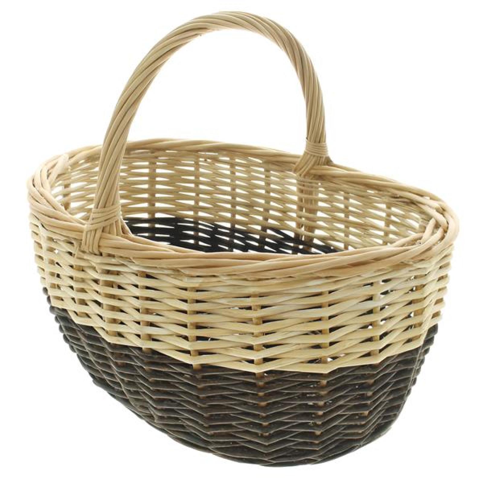 Einkaufskorb "Bicolor" aus Weide, groß, Weidenkorb mit Henkel, Flechtkorb, Picknickkorb