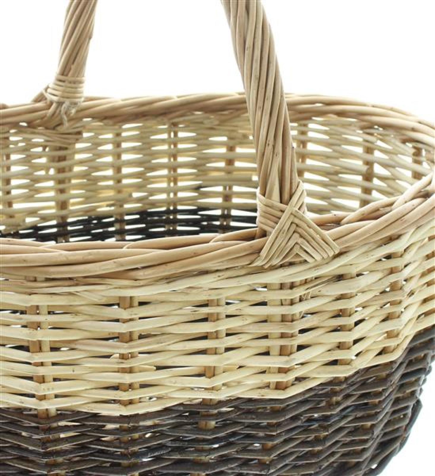 Einkaufskorb "Bicolor" aus Weide, groß, Weidenkorb mit Henkel, Flechtkorb, Picknickkorb