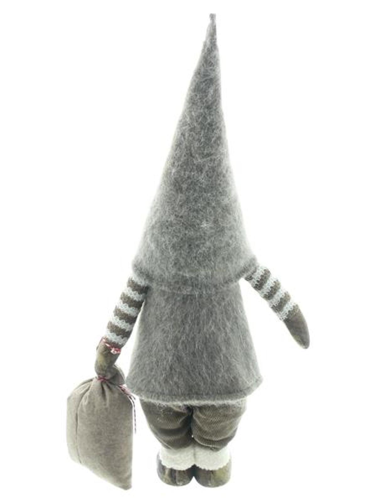 Weihnachtsmann "Wichtel" mit Geschenkesack, 63 cm hoch, grau / braun, Weihnachtswichtel, Dekowichtel, Weihnachtsdeko