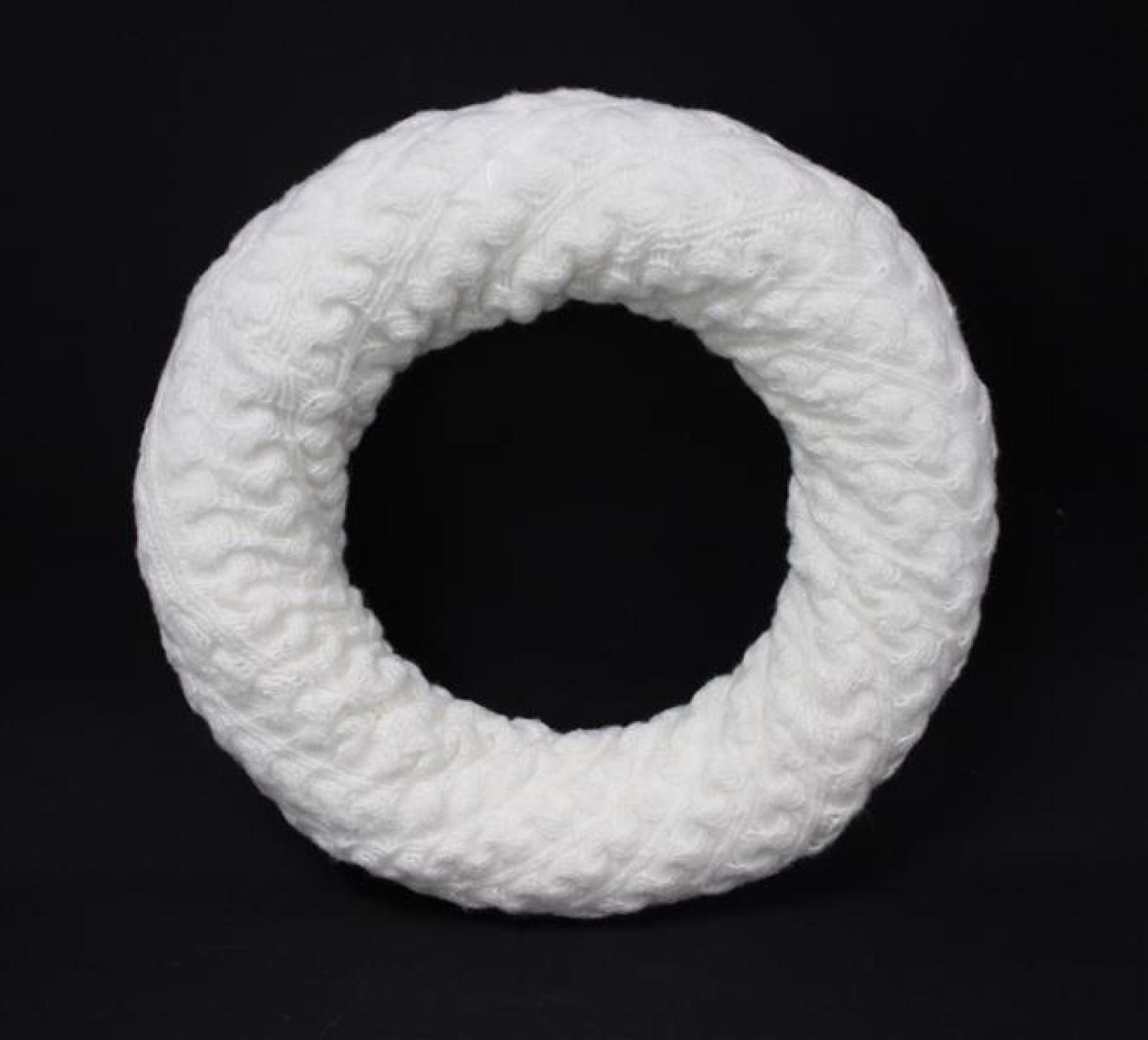 großer Kranz "Kuschelstrick" Dekokranz in Wolloptik, weiß, Ø 40 cm, Wandkranz, Türkranz, Tischkranz