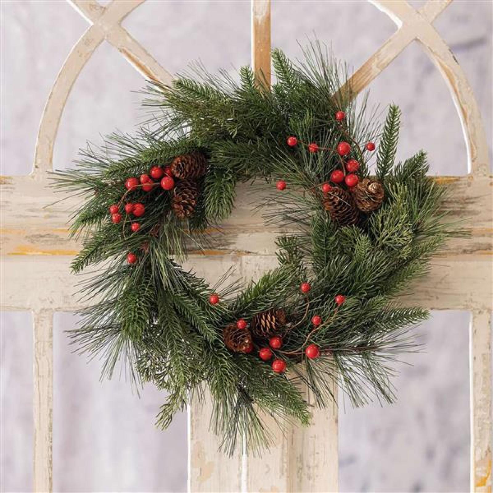 Dekokranz "Beeren & Zapfen" Kranz Ø 40 cm groß, Weihnachtskranz, Tannenkranz, Wandkranz, Türkranz, Weihnachtsdeko