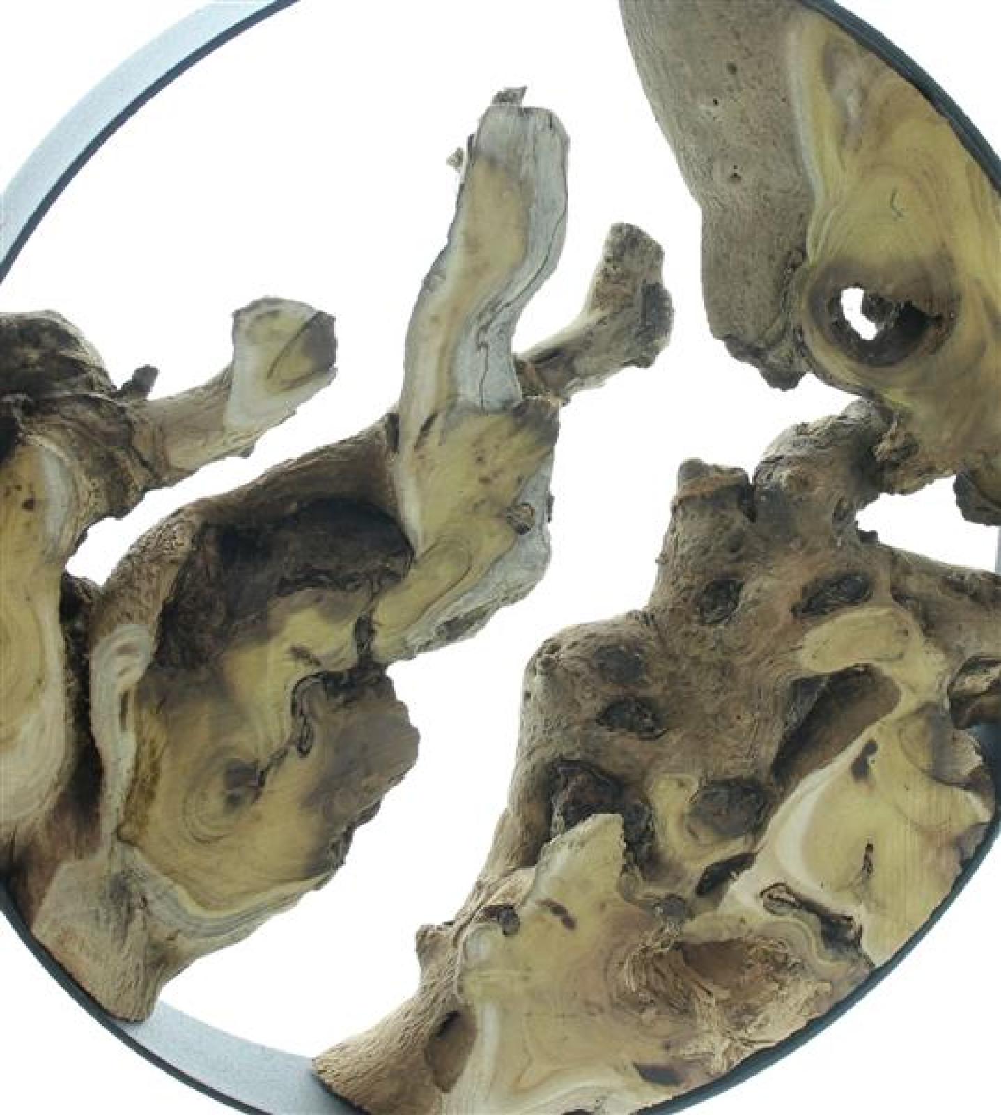 Dekoobjekt "Root" Dekoring aus Metall mit Wurzelholz, Ø 28 cm, Holz-Kranz, Tischkranz, Dekokranz, Metallring