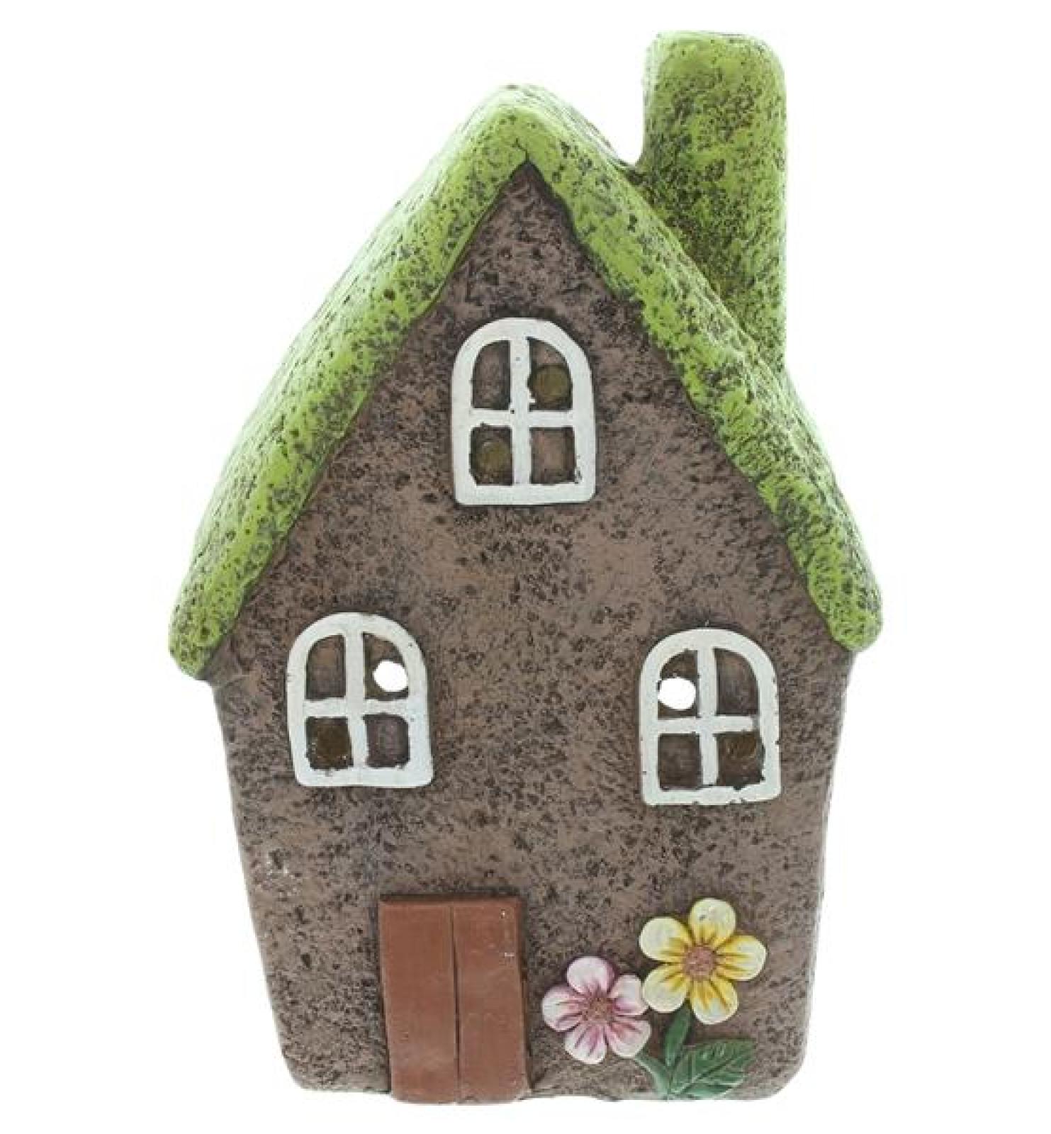 Windlicht "Blumenhäuschen" aus Magnesiumoxid, Kerzenständer, Outdoor Garten-Deko, Kerzenhalter, Gartenfigur