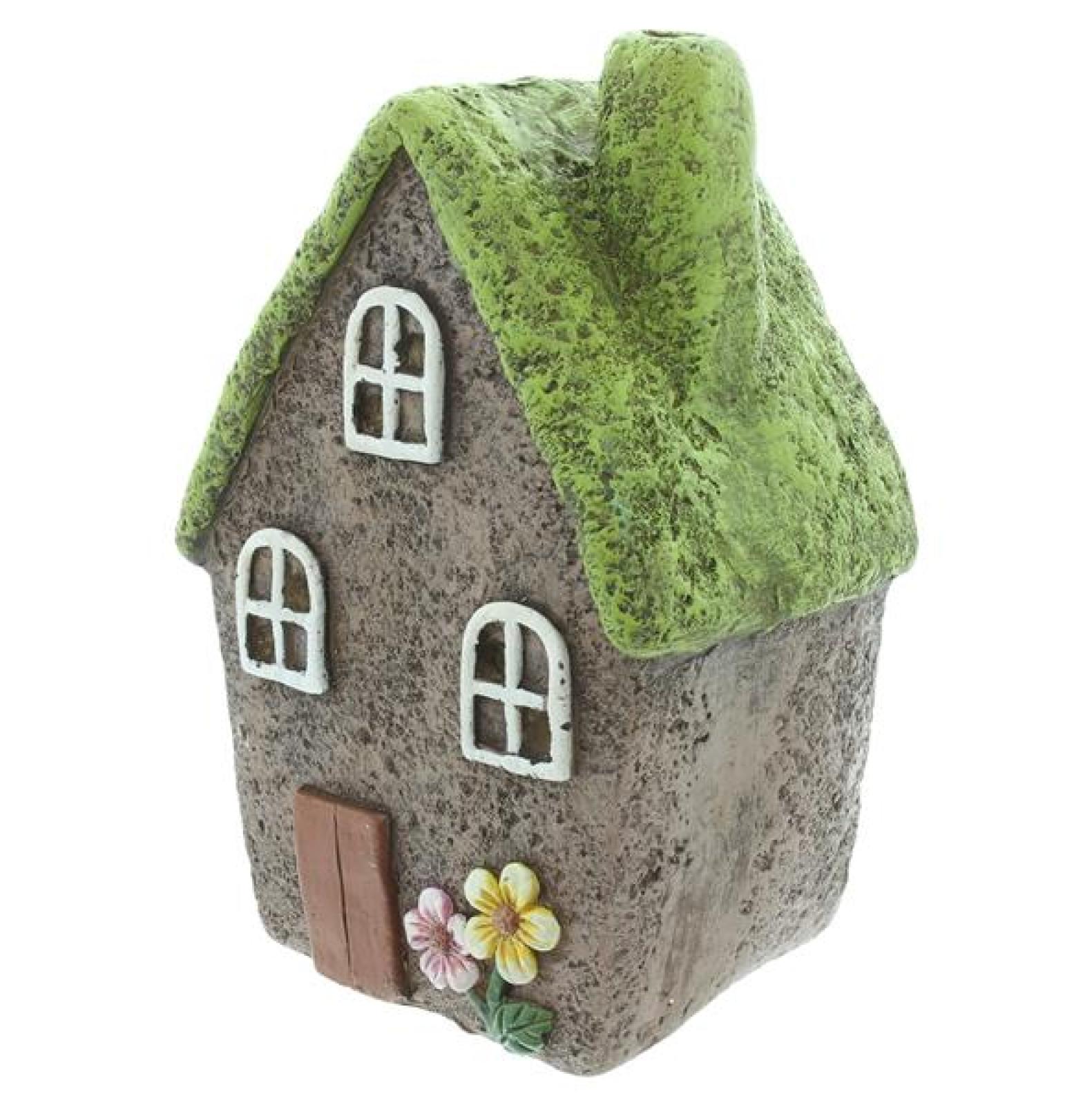 Windlicht "Blumenhäuschen" aus Magnesiumoxid, Kerzenständer, Outdoor Garten-Deko, Kerzenhalter, Gartenfigur