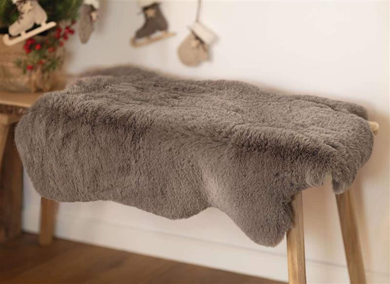 Kunstfell "Taupe" 90x60 cm, grau-braun, Dekofell, Teppich, Stuhlauflage