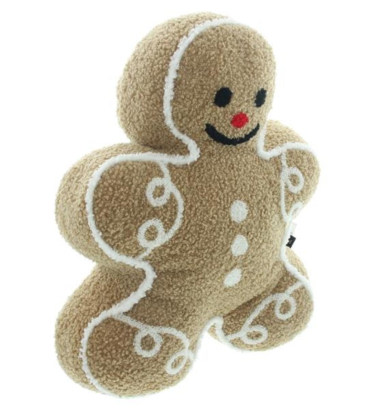 Dekokissen "Lebkuchenmann" saisonale Weihnachtsdeko aus Teddyfleece, Sofakissen mit Füllung & Bezug, kuscheliges Zierkissen, Couchkissen, Kissen