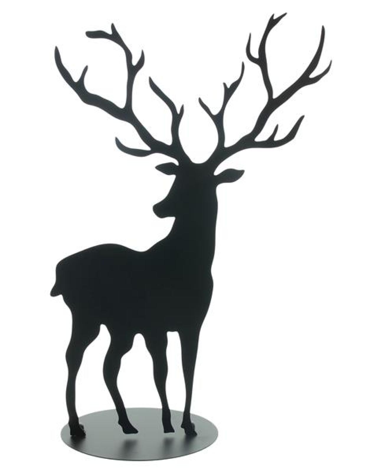 Deko Figur "Hirsch" aus Metall, schwarz, 72 cm hoch, Weihnachtsdeko, Tierfigur, Winterdeko, Hirschfigur