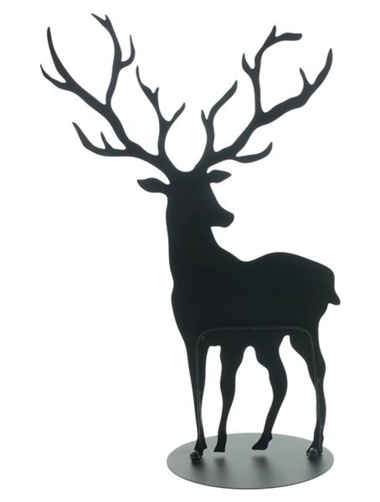 Deko Figur "Hirsch" aus Metall, schwarz, 72 cm hoch, Weihnachtsdeko, Tierfigur, Winterdeko, Hirschfigur
