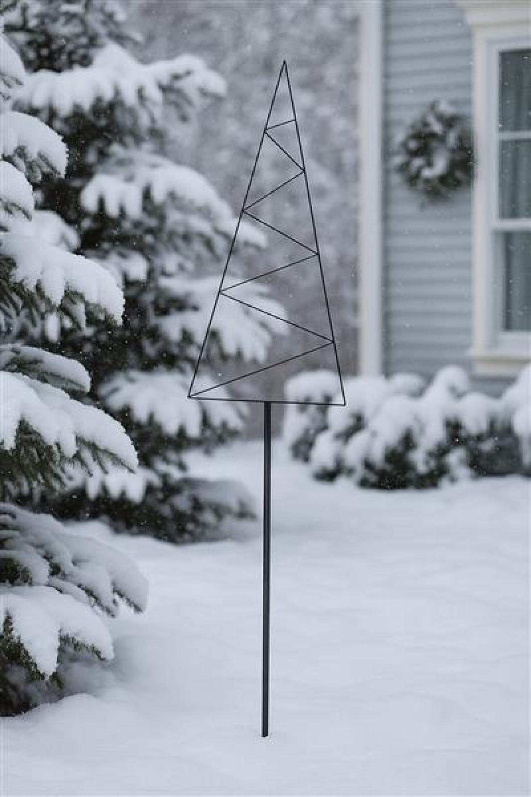 großer Gartenstecker "Tanne" aus Metall, schwarz, 180 cm hoch, Outdoor Weihnachtsbaum Alternative, Dekostecker, Gartendeko für Weihnachten