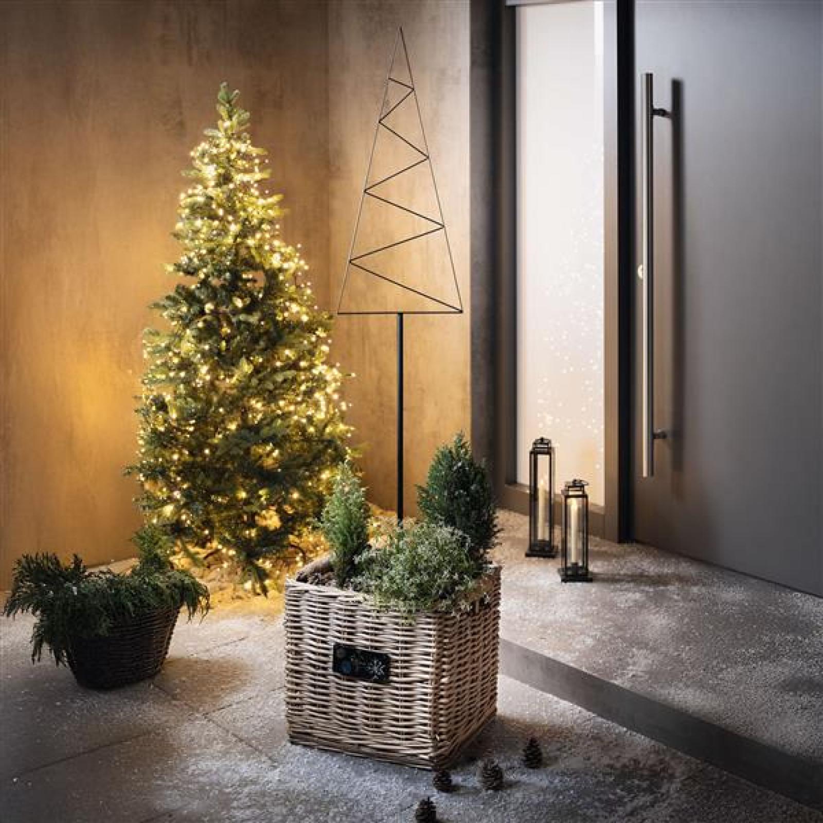 großer Gartenstecker "Tanne" aus Metall, schwarz, 180 cm hoch, Outdoor Weihnachtsbaum Alternative, Dekostecker, Gartendeko für Weihnachten