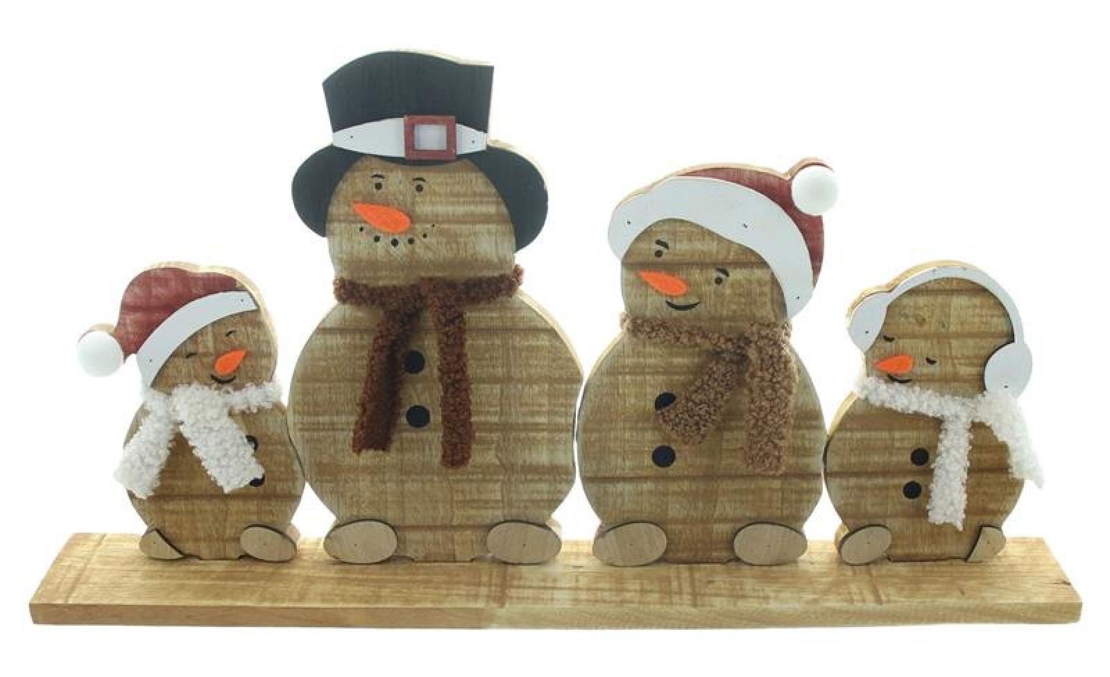 Winterdeko "Schneemannbande" aus Holz, 45 cm breit, Holzdeko Weihnachten, Weihnachtsdeko Schneemann