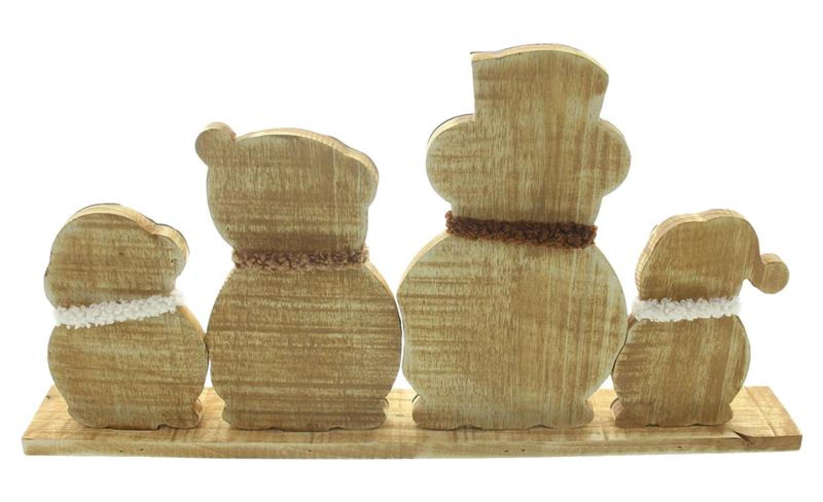 Winterdeko "Schneemannbande" aus Holz, 45 cm breit, Holzdeko Weihnachten, Weihnachtsdeko Schneemann