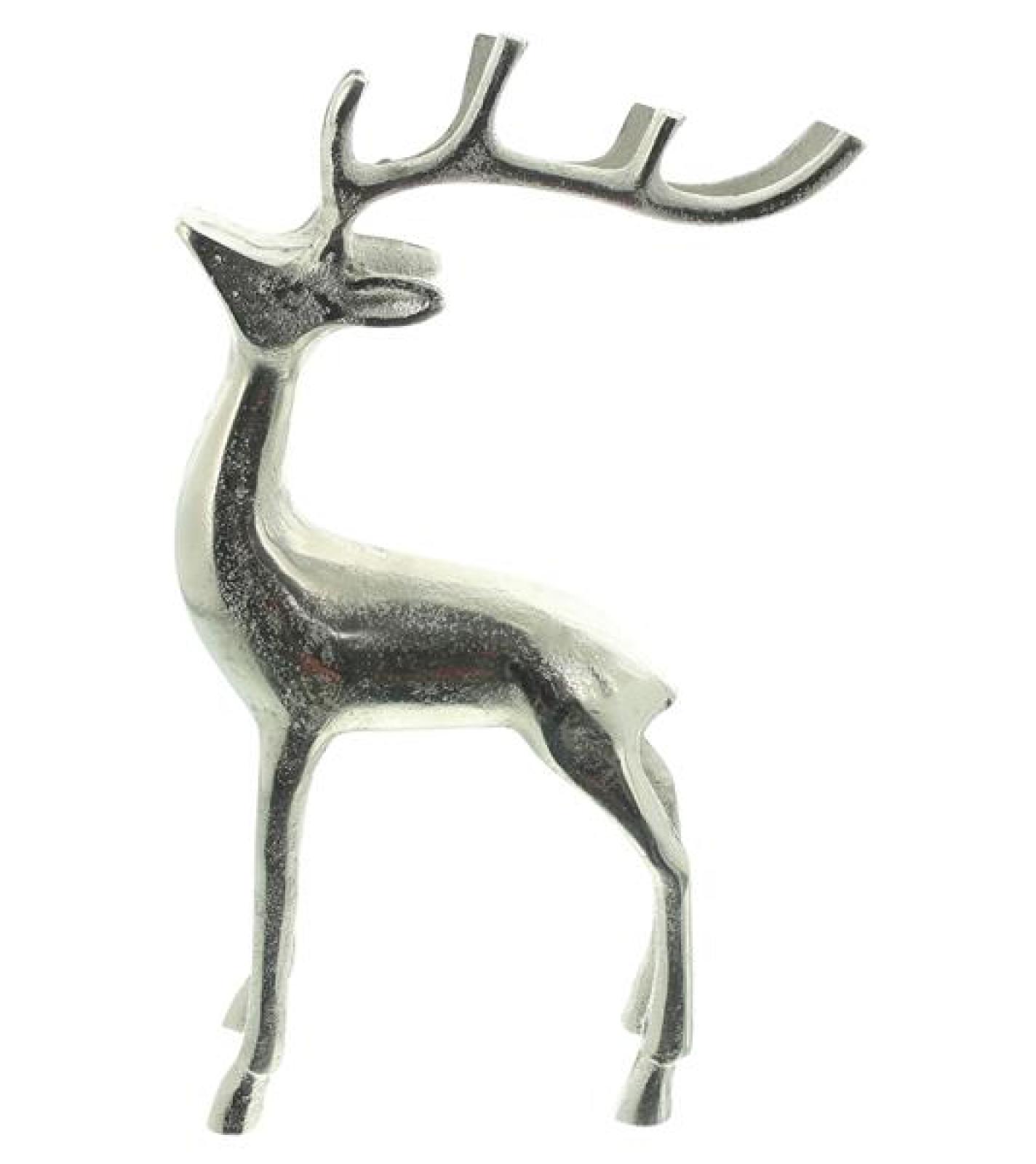 Rentier "Silberglanz" aus Aluminium in Antik Optik, 32 cm hoch, Weihnachtsdeko, Winterdeko