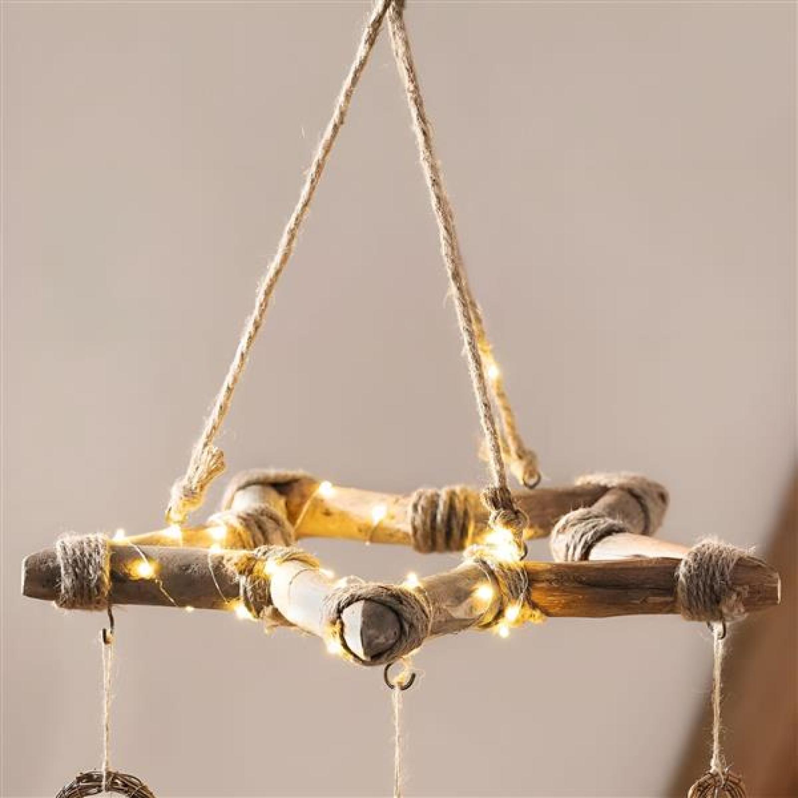 Dekohänger "Stern" aus recyceltem Holz in Shabby Optik, Kräuterkrone Ø 55 cm groß, Deckenkrone mit 5 Haken, Weihnachtsdeko