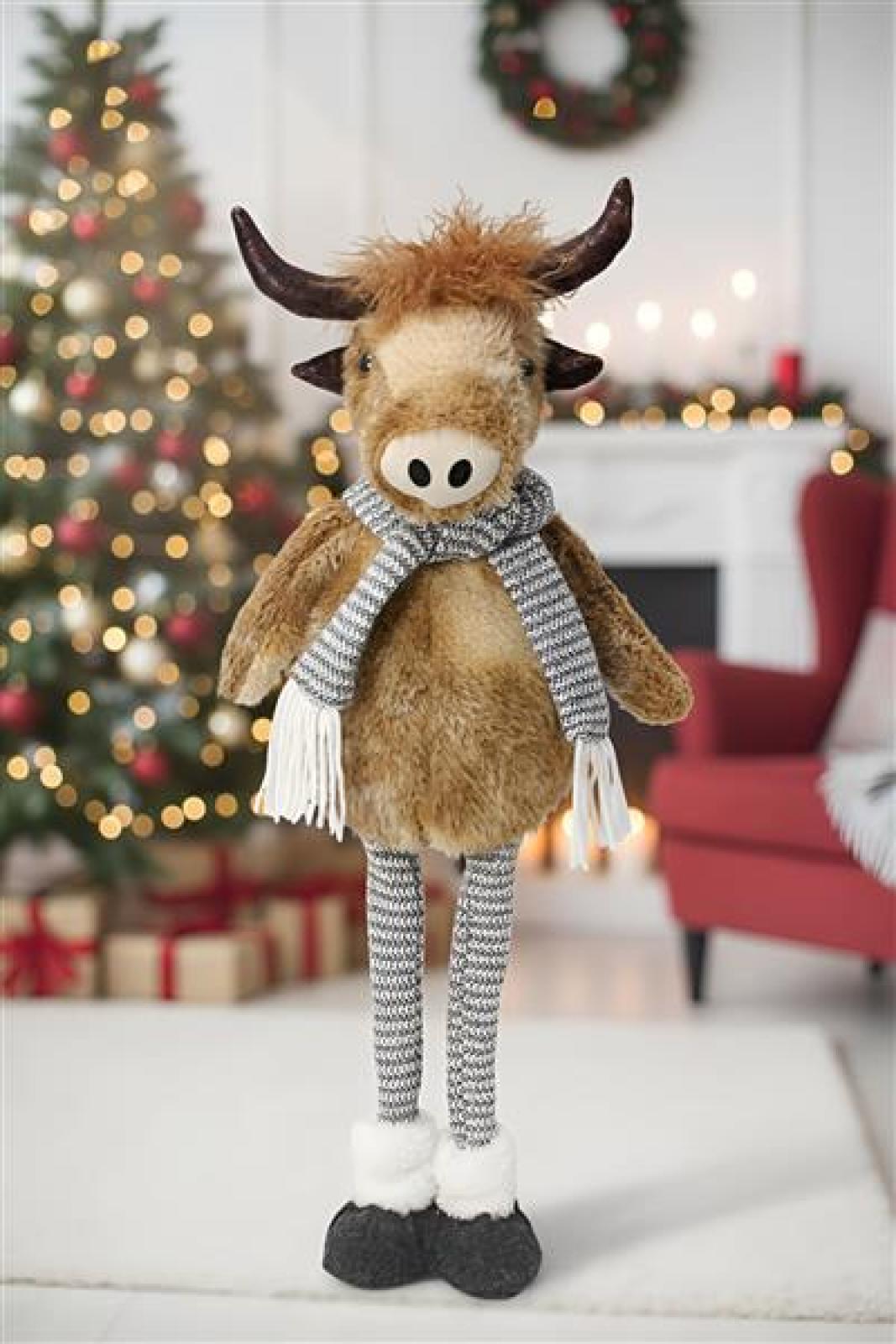 Figur "Cattle" mit Teleskop Beinen, max. 68 cm hoch, Weihnachtsfigur, Dekofigur Kuh, Weihnachtsdeko
