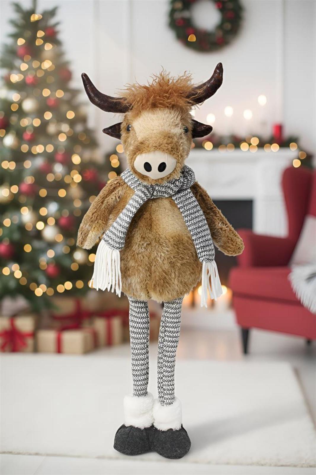 Figur "Cattle" mit Teleskop Beinen, max. 68 cm hoch, Weihnachtsfigur, Dekofigur Kuh, Weihnachtsdeko