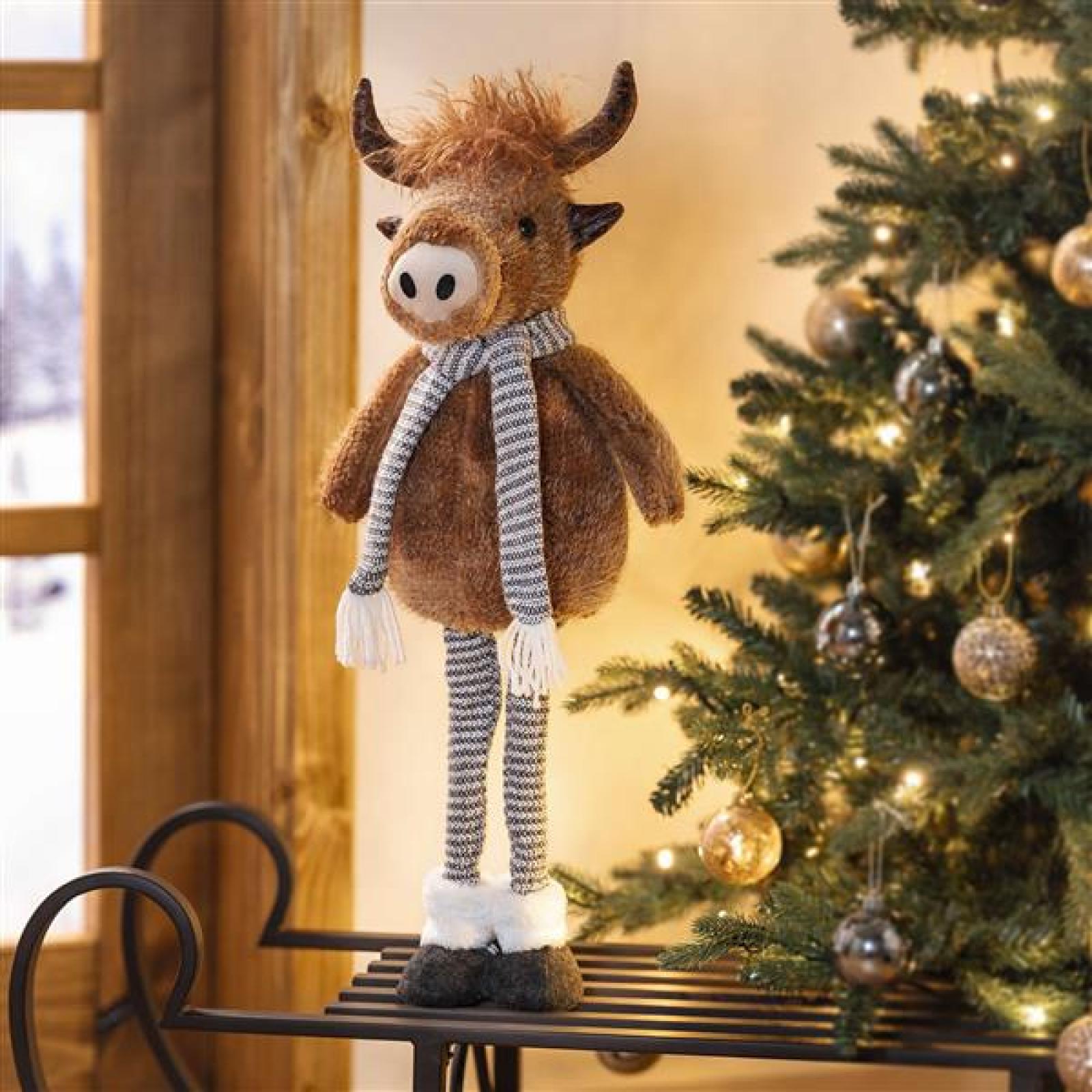 Figur "Cattle" mit Teleskop Beinen, max. 68 cm hoch, Weihnachtsfigur, Dekofigur Kuh, Weihnachtsdeko