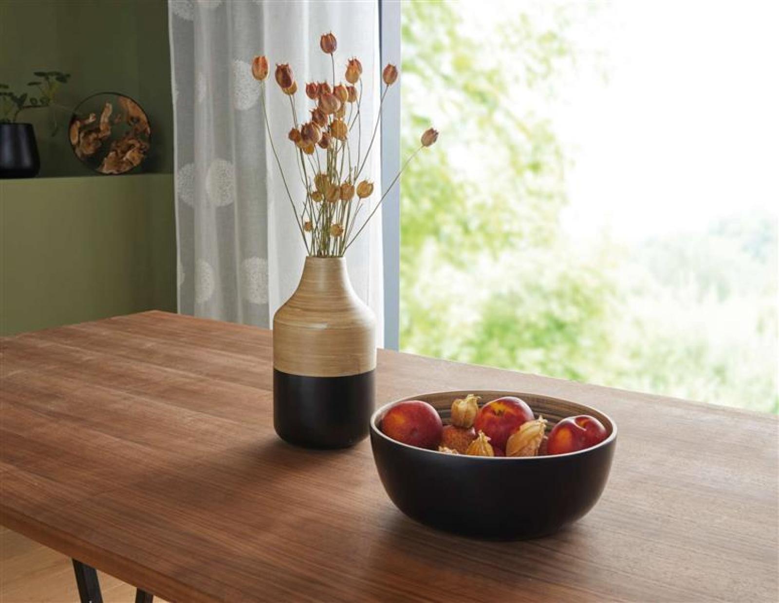 Dekovase "Black Bamboo" aus Bambus, natur & schwarz, Blumenvase 24 cm hoch, Vase für Trockenblumen, Gräser, Äste