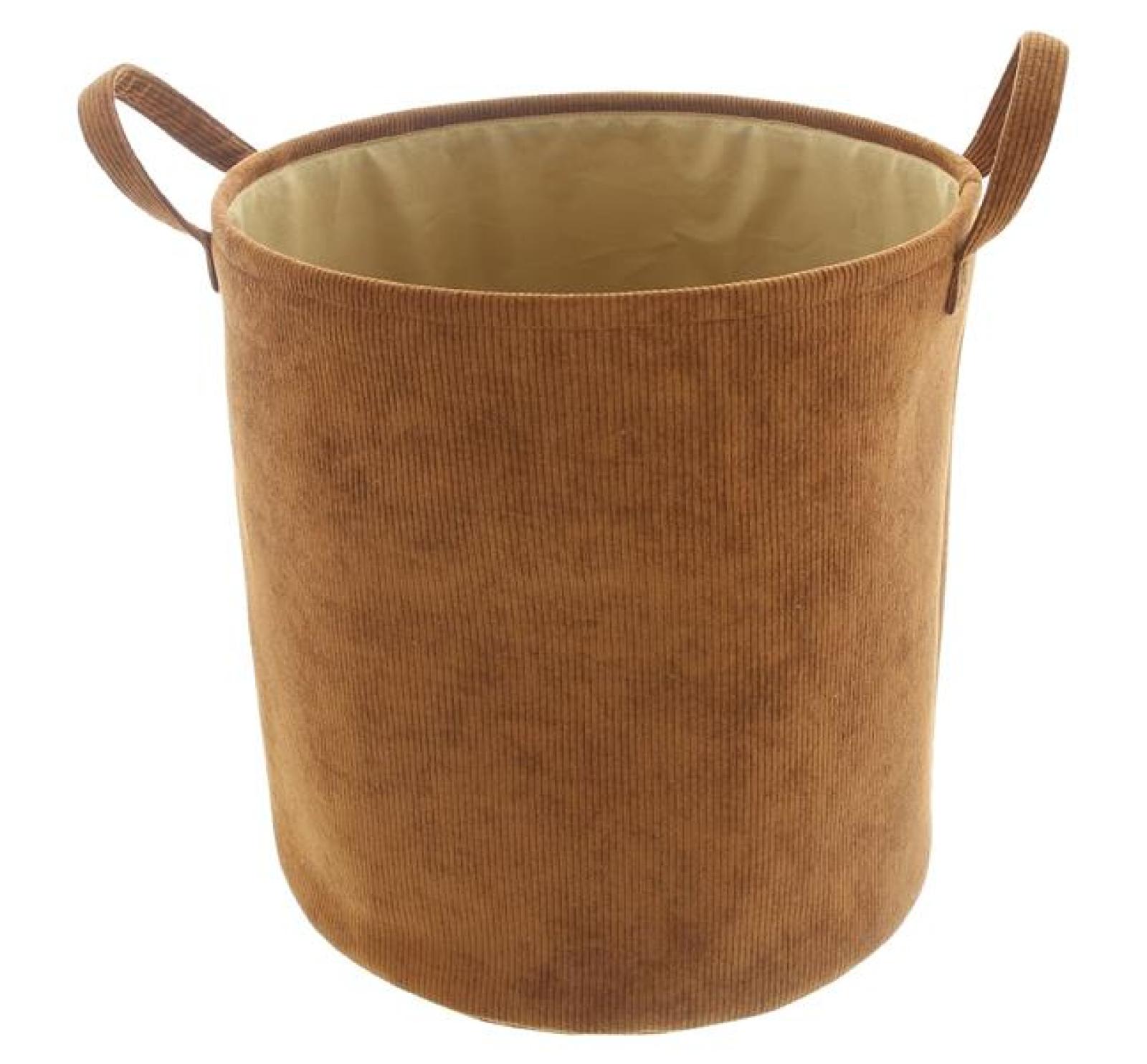 Stoffkorb "Cordsamt" in safran, Ø 40x40 cm, Aufbewahrungskorb, Universalkorb, Wäschekorb, Tragekorb, Spielzeugkorb