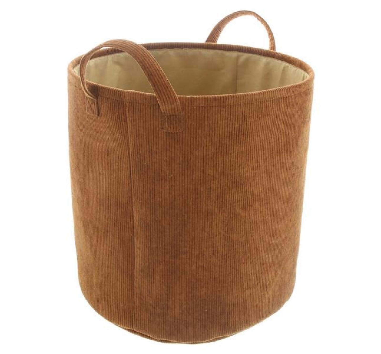 Stoffkorb "Cordsamt" in safran, Ø 40x40 cm, Aufbewahrungskorb, Universalkorb, Wäschekorb, Tragekorb, Spielzeugkorb