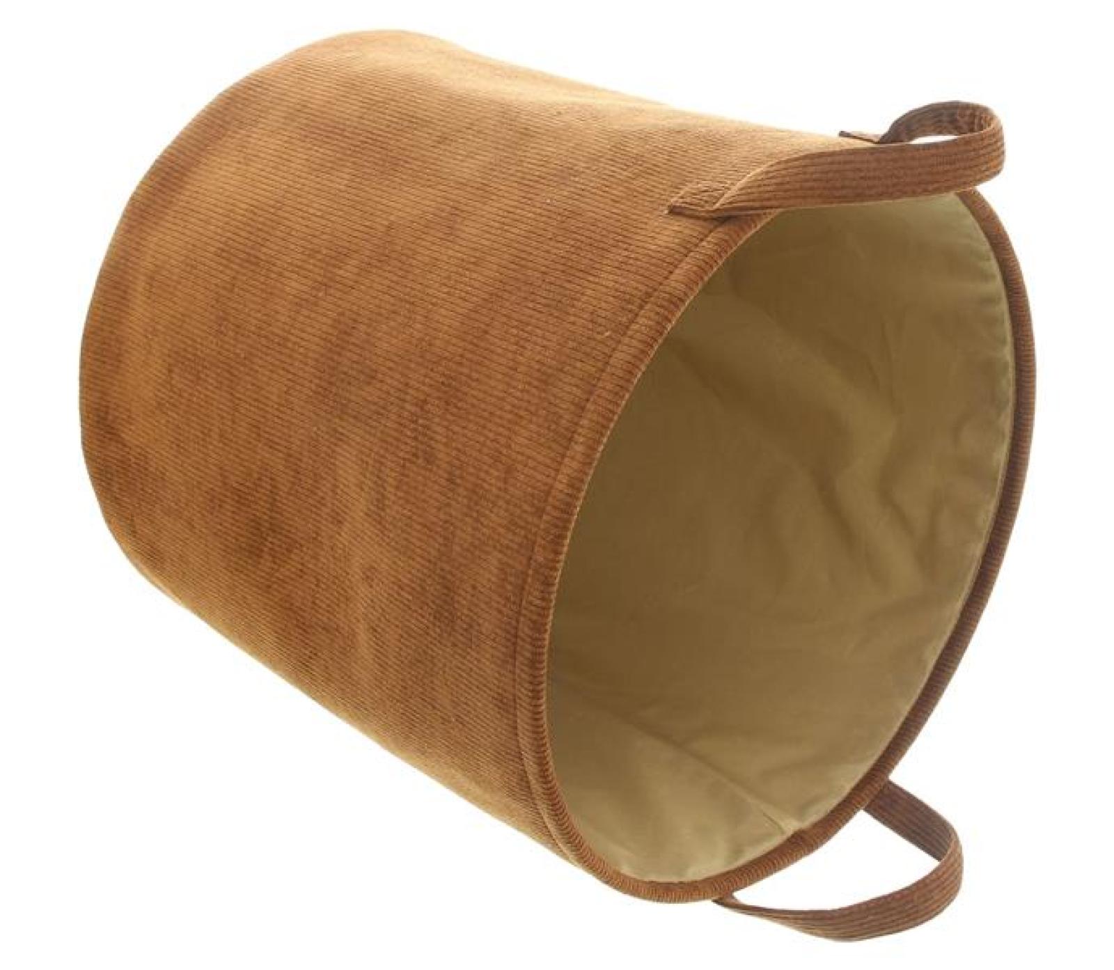 Stoffkorb "Cordsamt" in safran, Ø 40x40 cm, Aufbewahrungskorb, Universalkorb, Wäschekorb, Tragekorb, Spielzeugkorb