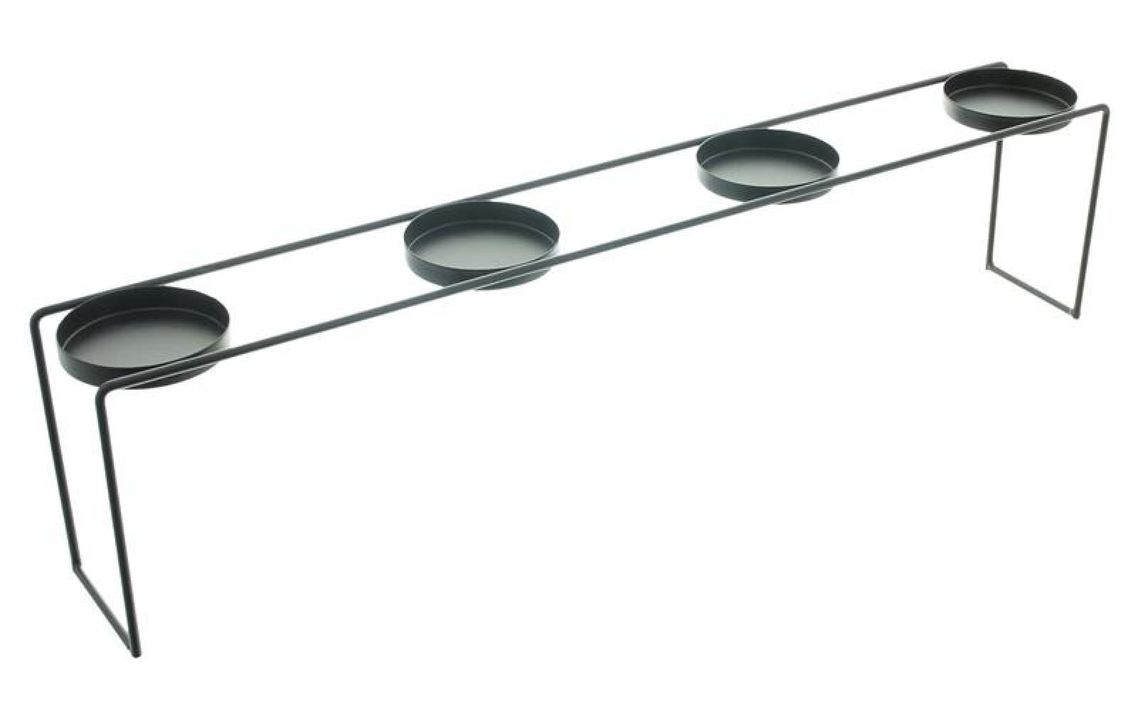 Kerzenständer "Quattro" aus Metall, schwarz, Kerzenhalter für 4 Stumpenkerzen / Teelichter, 59 cm lang