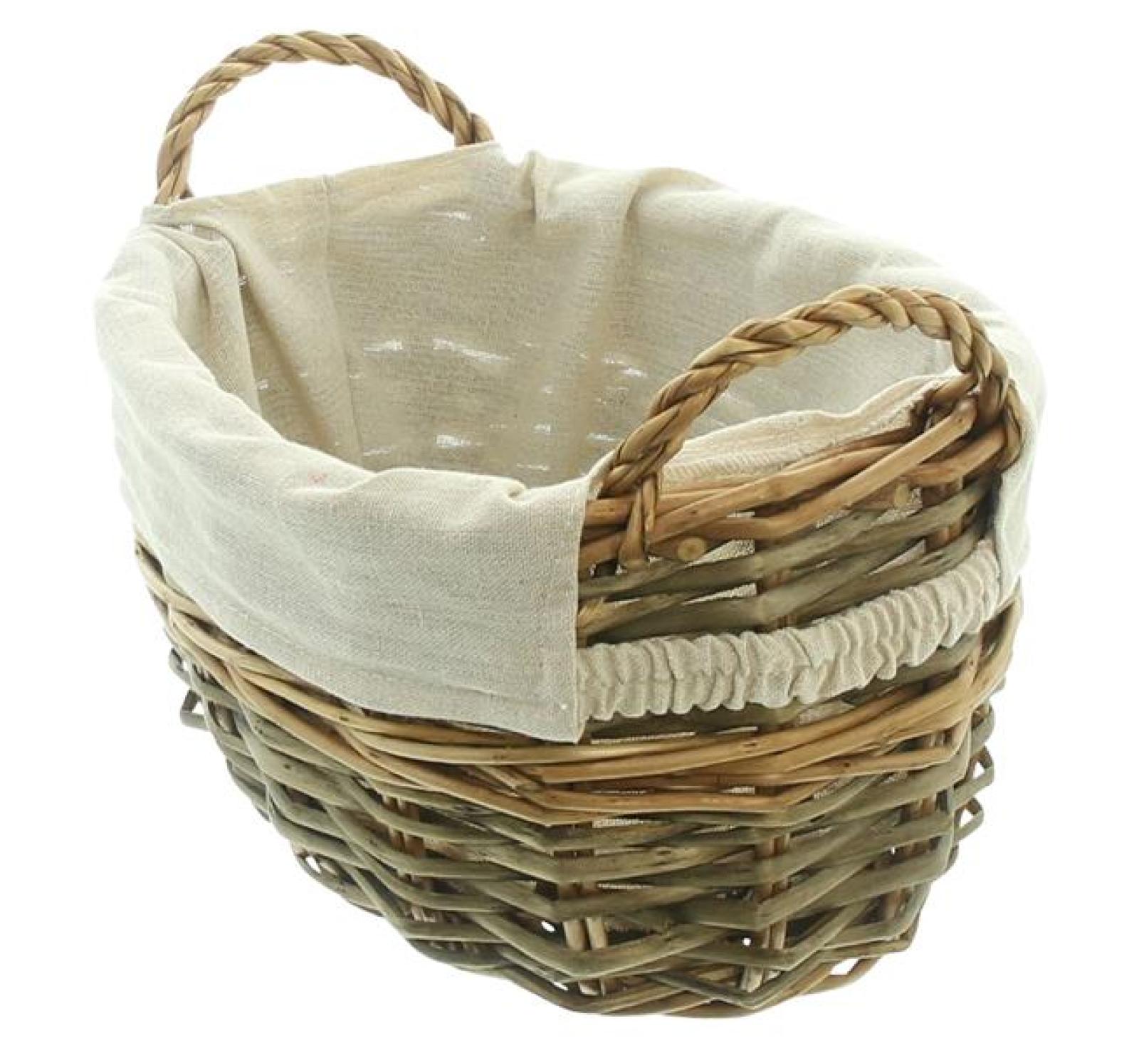 Weidenkorb "Dezent" Brotkörbchen aus Spaltweide, 30x22 cm, Aufbewahrungskorb mit Stoffeinlage, Ordnungskorb
