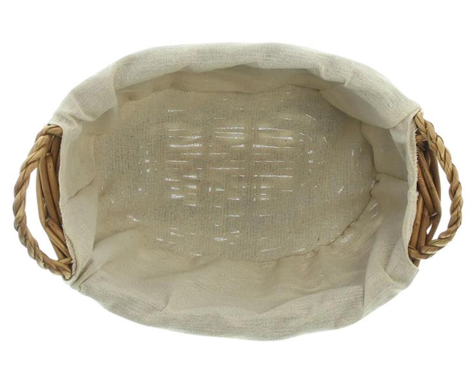 Weidenkorb "Dezent" Brotkörbchen aus Spaltweide, 30x22 cm, Aufbewahrungskorb mit Stoffeinlage, Ordnungskorb