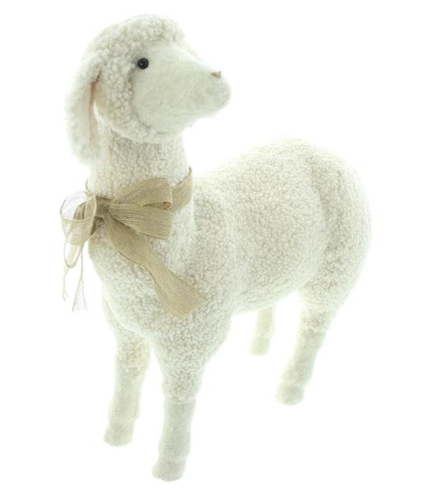 Dekofigur "Schaf" 56 cm groß, Osterdeko mit Teddyfell, Wohnzimmer Deko Figur für Ostern