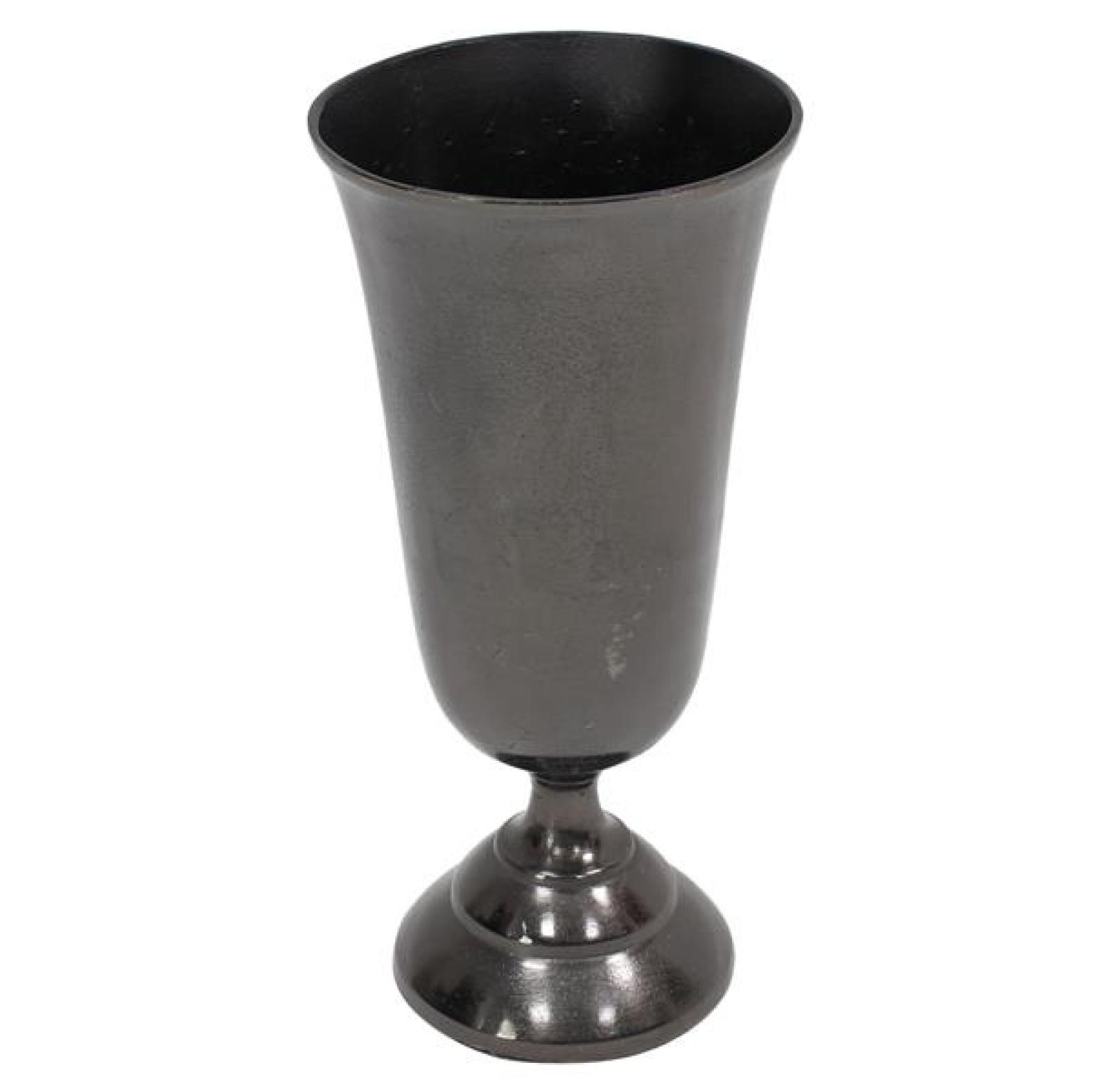 Vase "Glänzend" schwarz aus Aluminium, schwer, 48 cm hoch, große Bodenvase, Deko Blumenvase