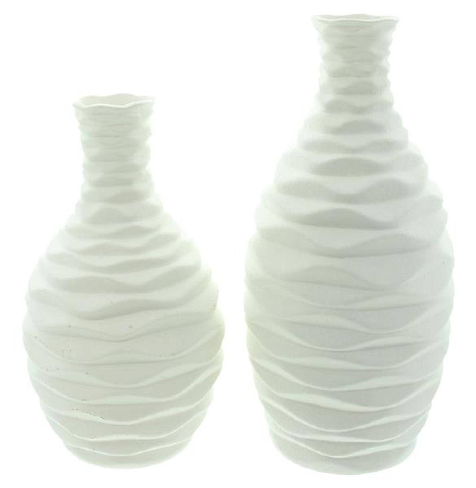2x Dekovase "White" aus Porzellan, creme-weiß, 24 + 28 cm hoch, Blumenvase, Vasen-Set, Tischvase